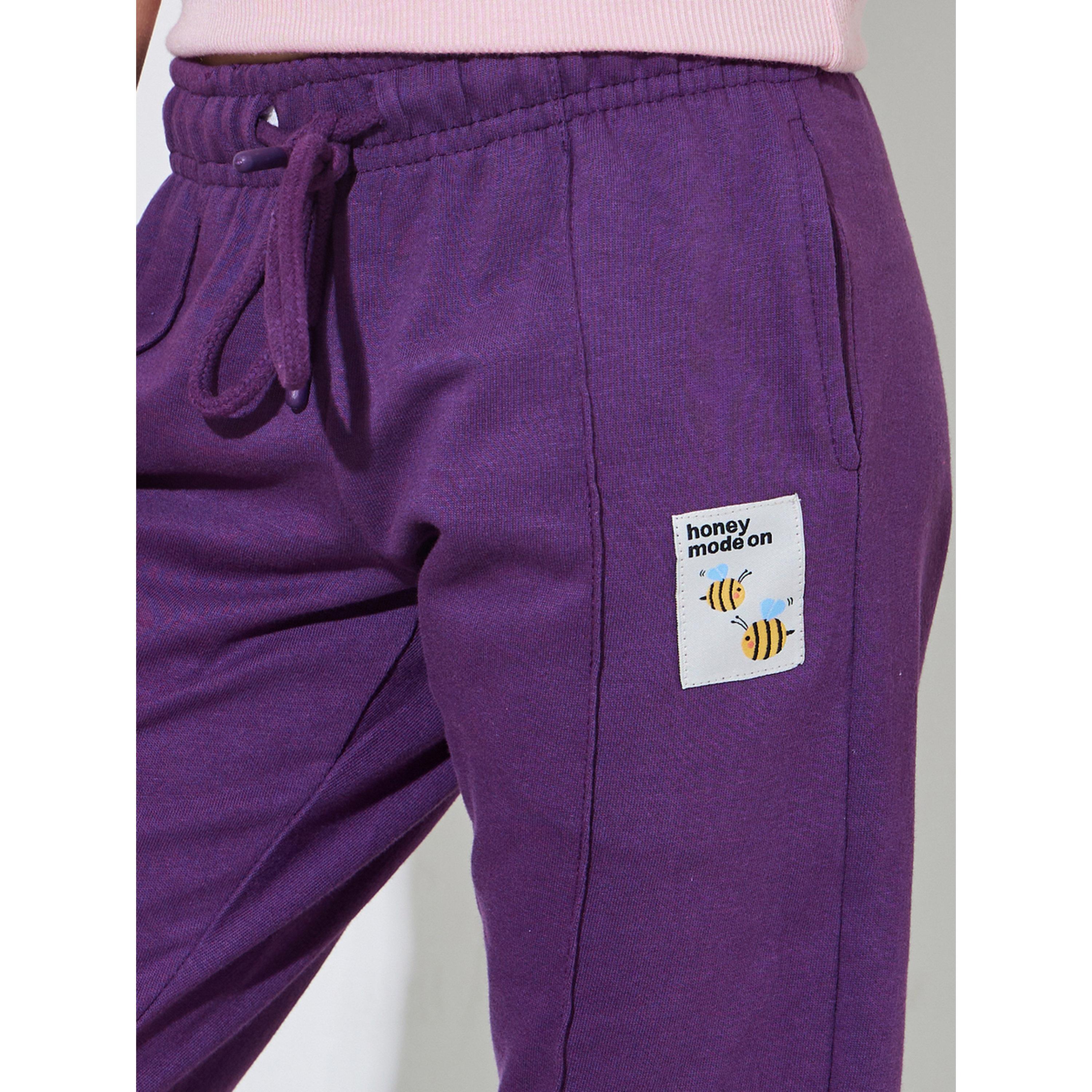 بنطال جوغر برقع وتفاصيل طيات للبنات باللون البنفسجي-girls-clothing-bottoms-joggersandtrackpants-image-4