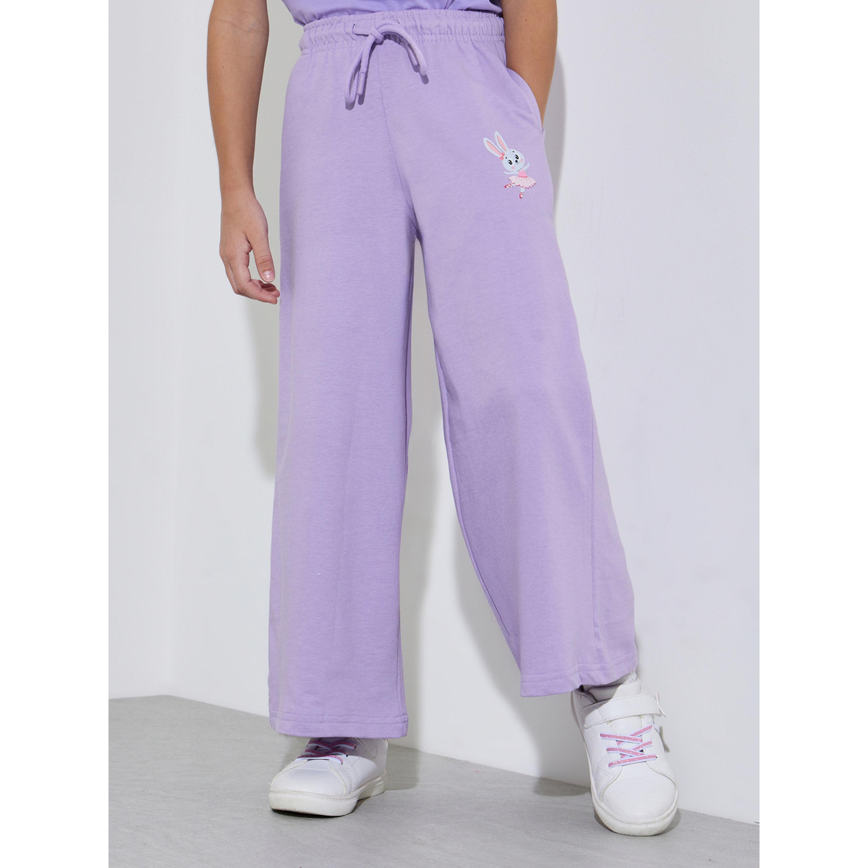 Styli Girls Lilac Bunny print Wide Leg Joggers-girls-clothing-bottoms-joggersandtrackpants-image-1