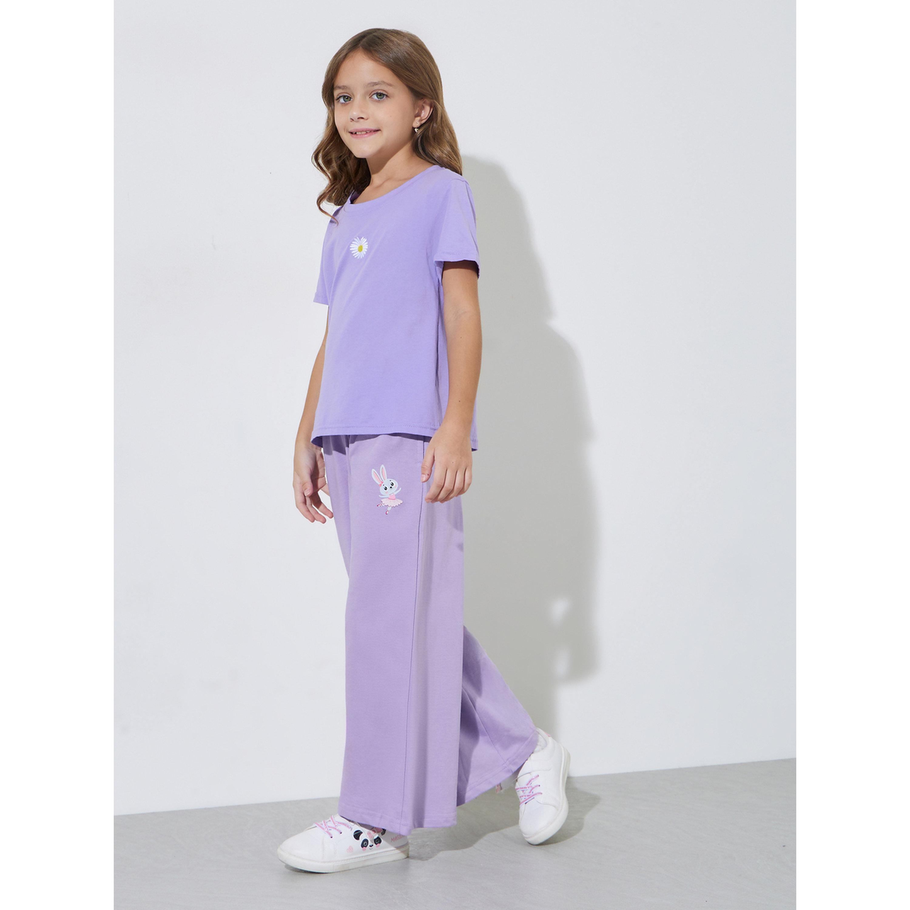 Styli Girls Lilac Bunny print Wide Leg Joggers-girls-clothing-bottoms-joggersandtrackpants-image-2