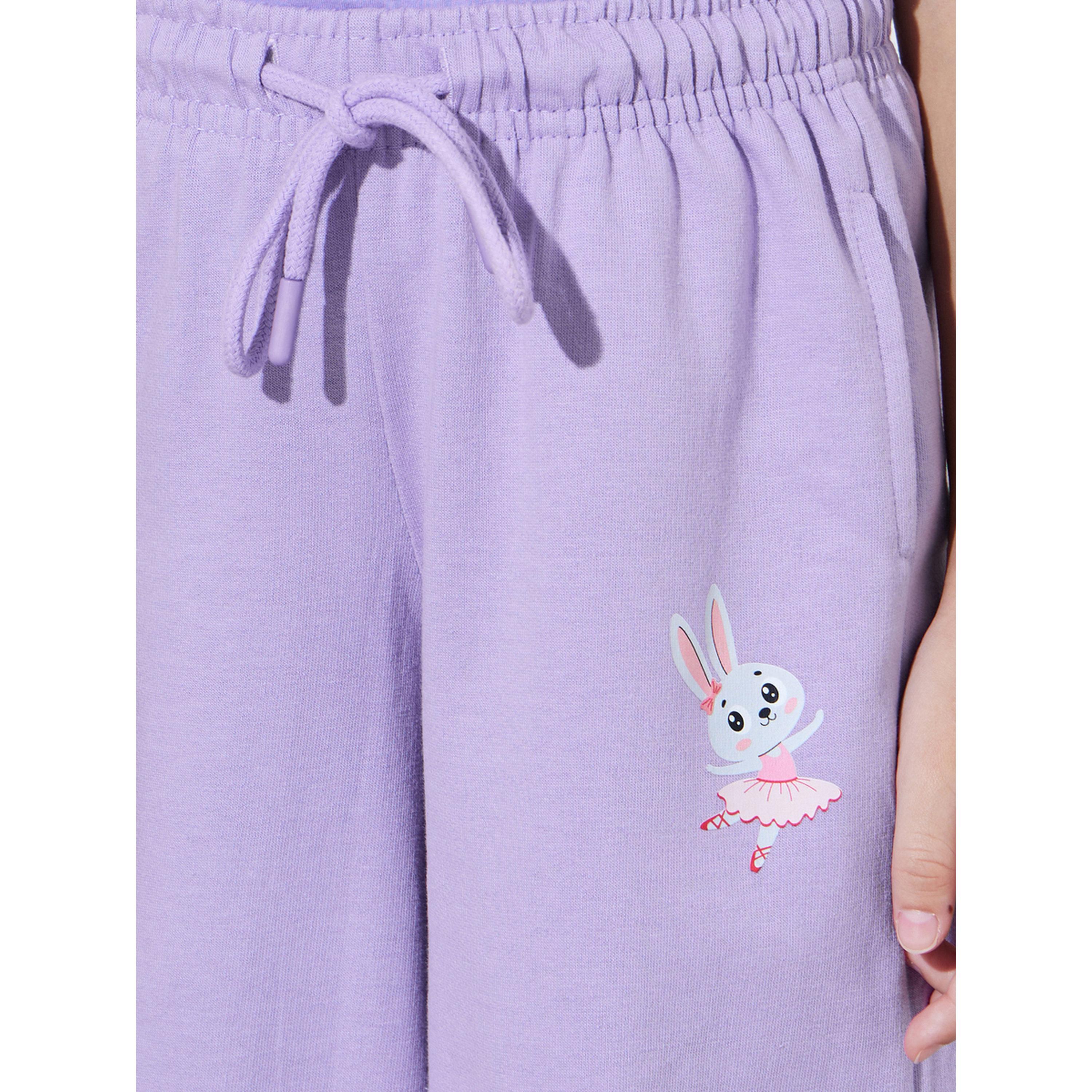 Styli Girls Lilac Bunny print Wide Leg Joggers-girls-clothing-bottoms-joggersandtrackpants-image-4
