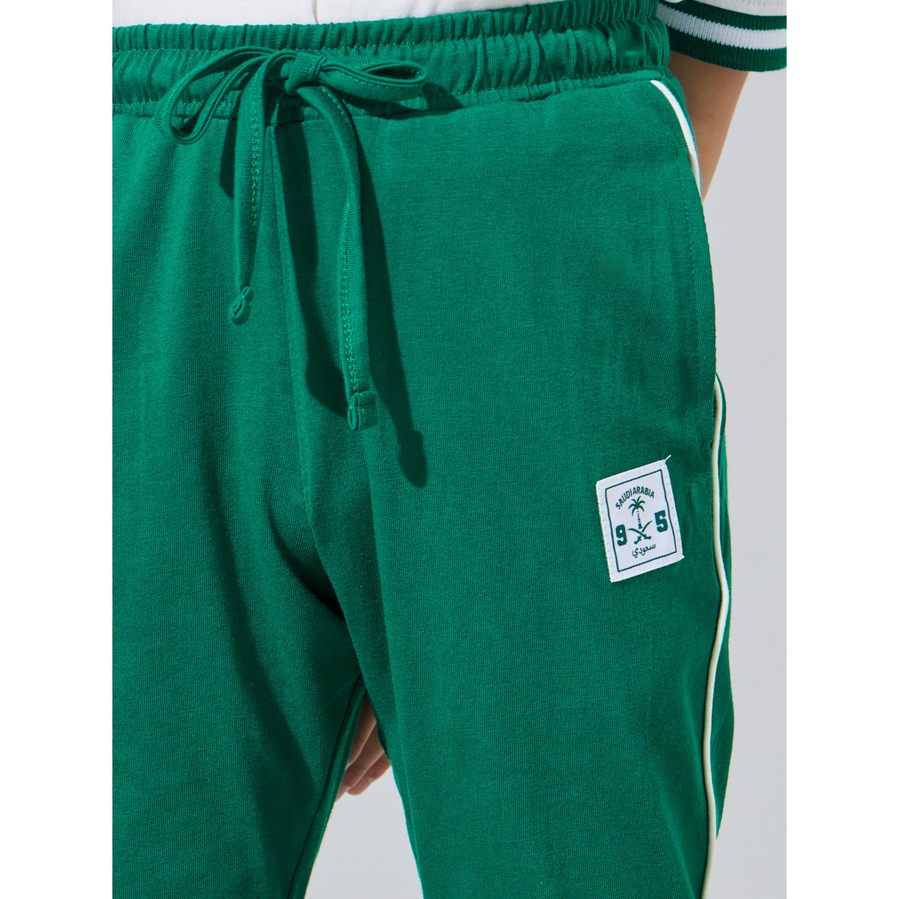 Styli Boys White KSA National Day Print Polo T-Shirt and Dark Green Joggers Set-boys-clothing-setsandcoords-image-5