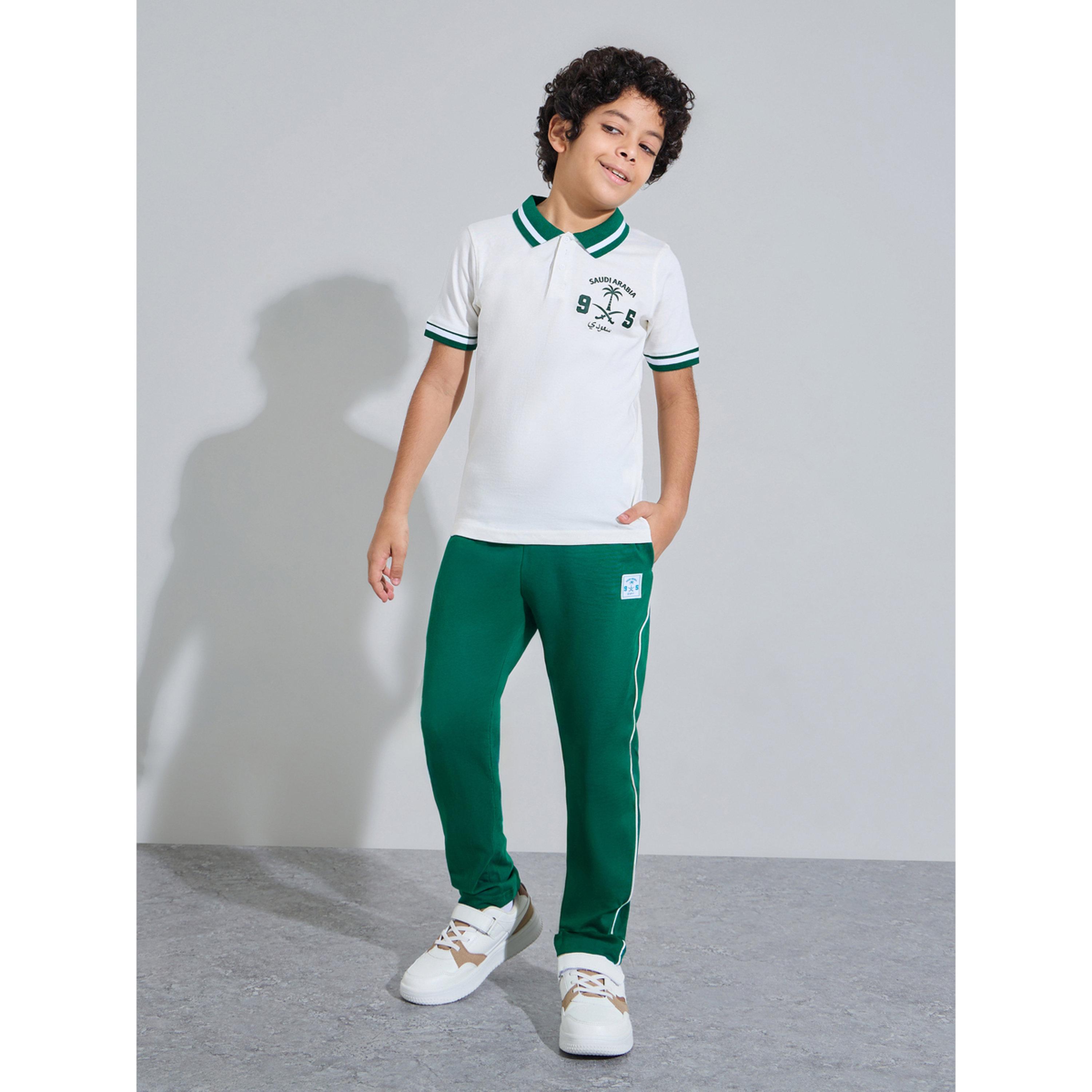 Styli Teen Boys KSA National Day Print Polo T-Shirt and Joggers Set-boys-clothing-setsandcoords-image-1