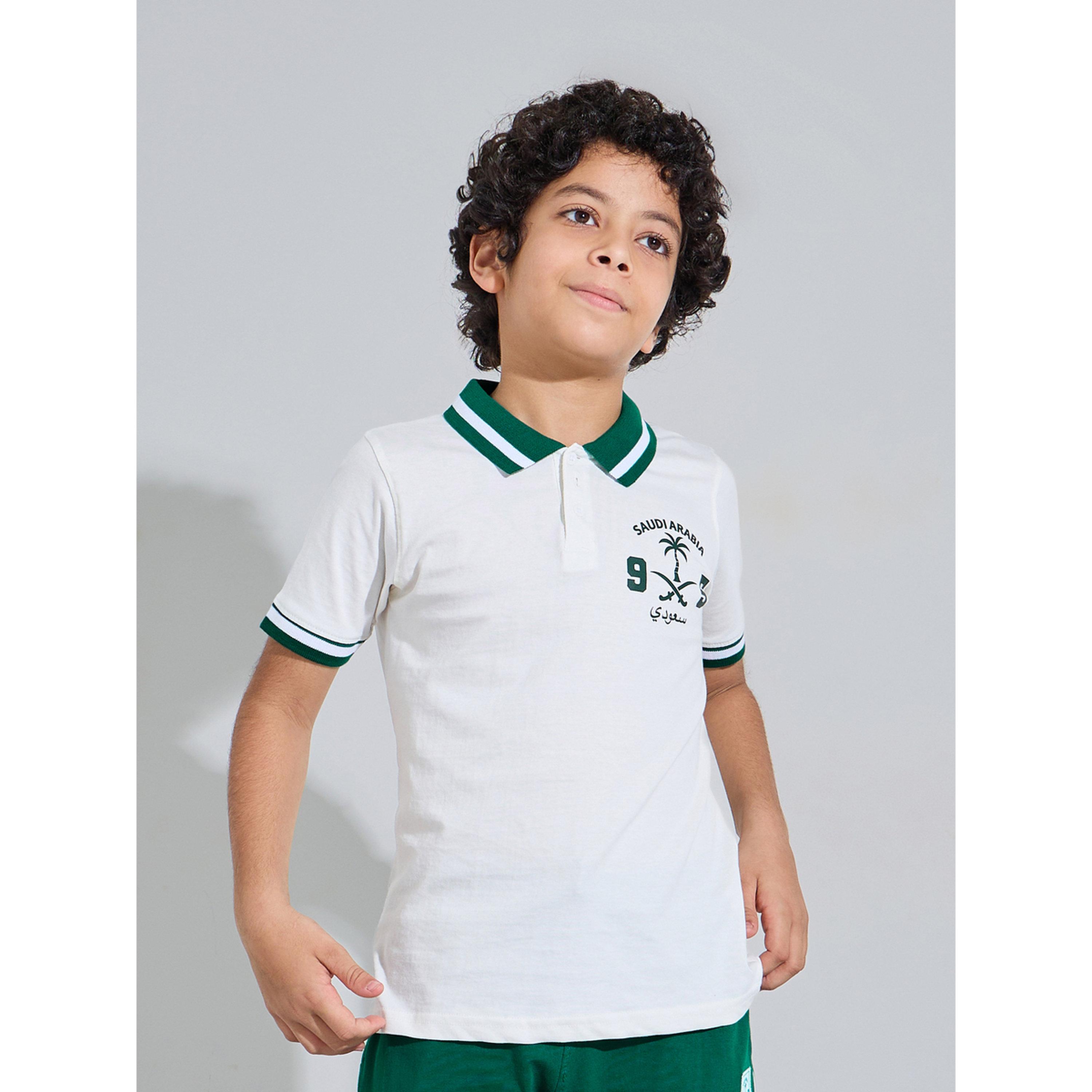 Styli Teen Boys KSA National Day Print Polo T-Shirt and Joggers Set-boys-clothing-setsandcoords-image-2