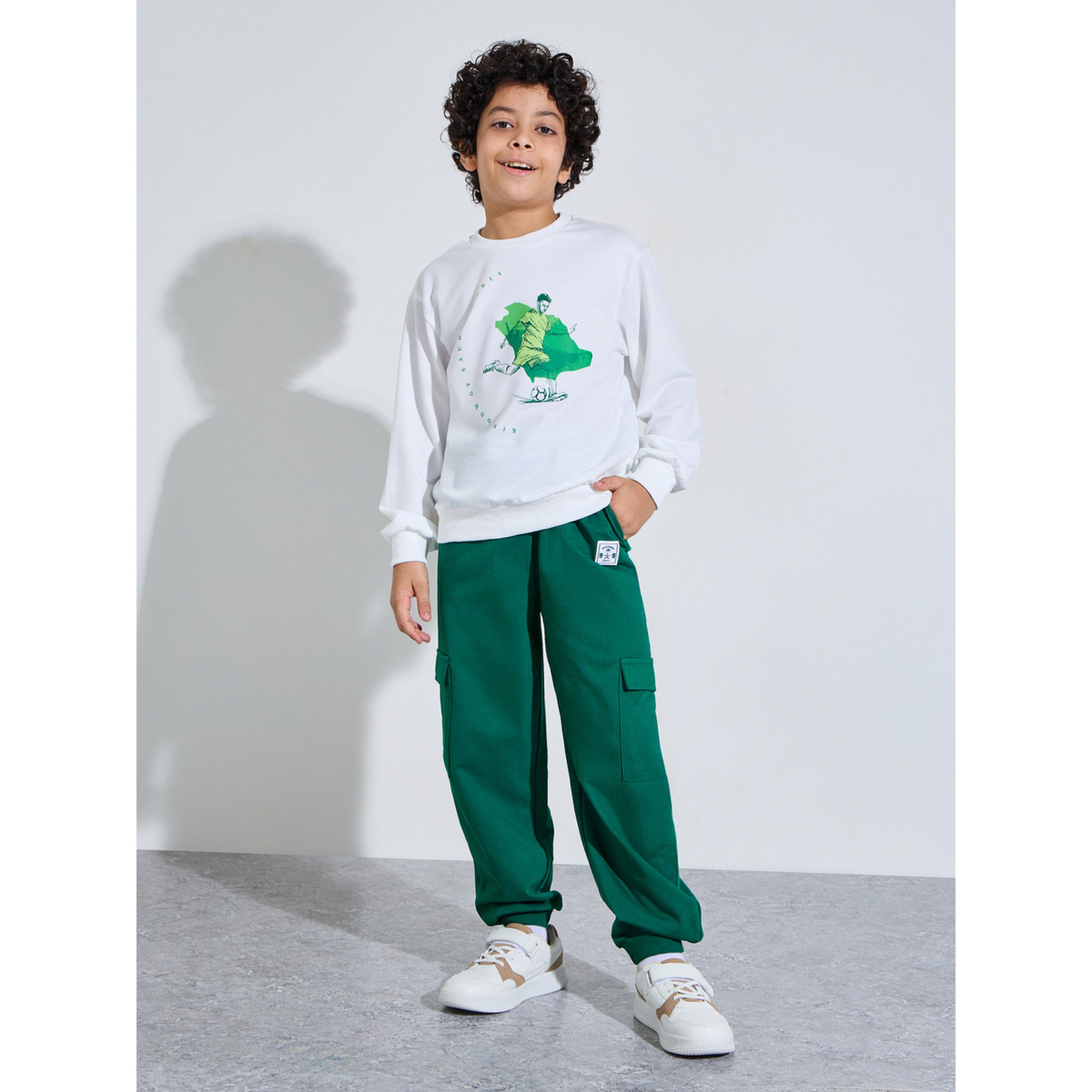 Styli Teen Boys Dark Green Cargo Joggers with Drawstring Waist-boys-clothing-bottoms-joggersandtrackpants-image-2