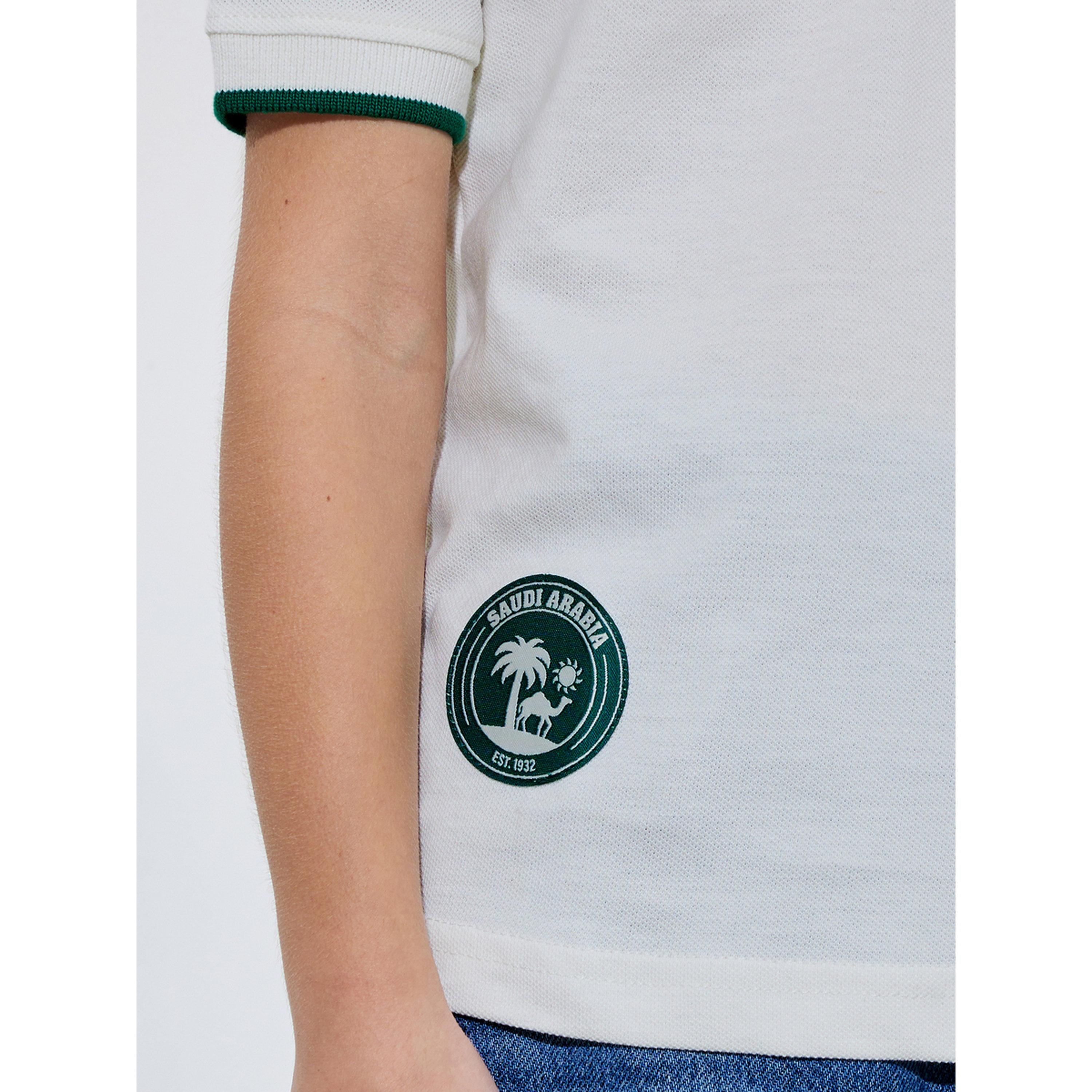 Styli Girls Off White KSA National Day Patchwork Contrast Trims Polo T-Shirt-girls-clothing-tshirts-image-5