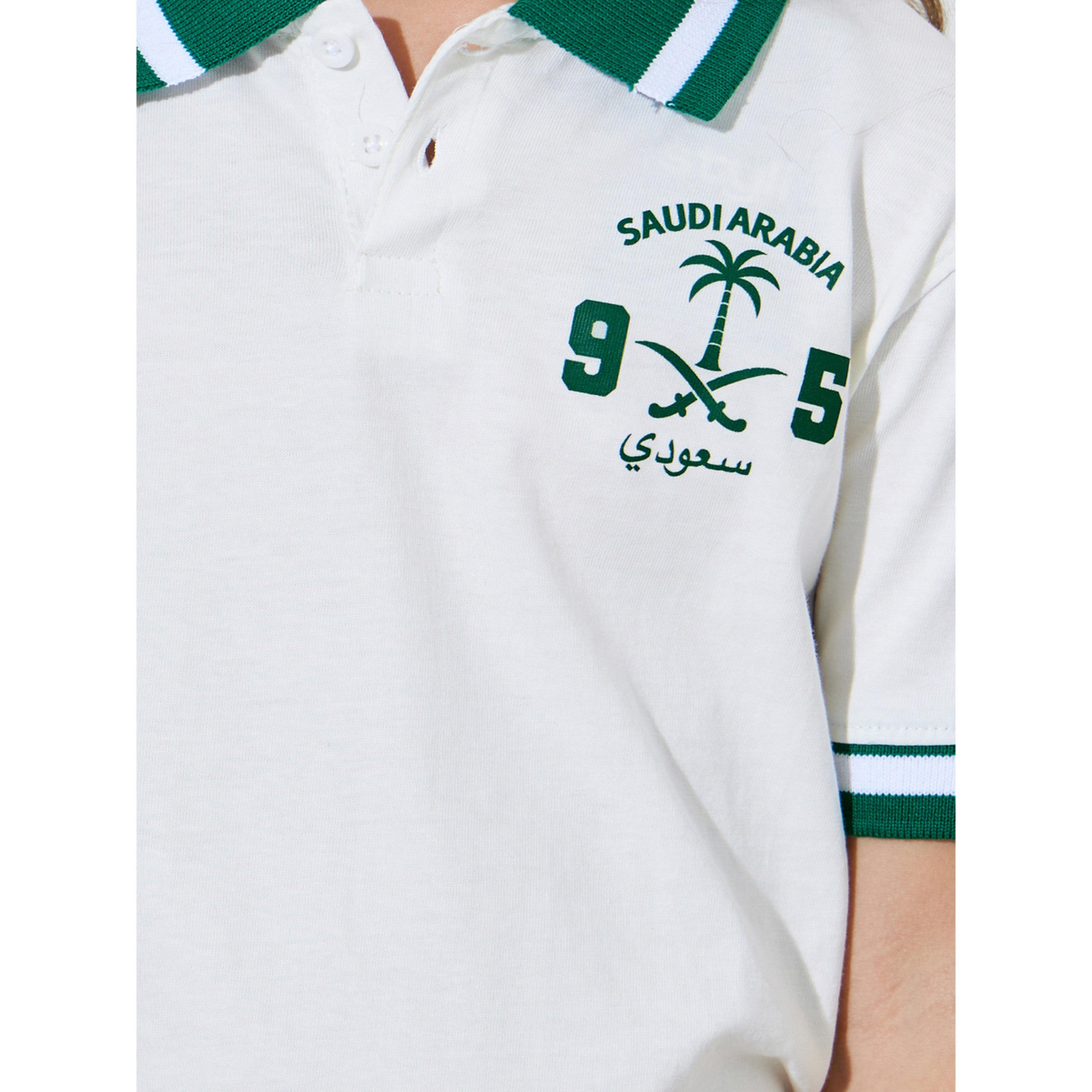 مجموعة من بنطال جوغر وتيشيرت بولو بطبعة اليوم الوطني السعودي للبنات-girls-clothing-setsandcoords-image-5