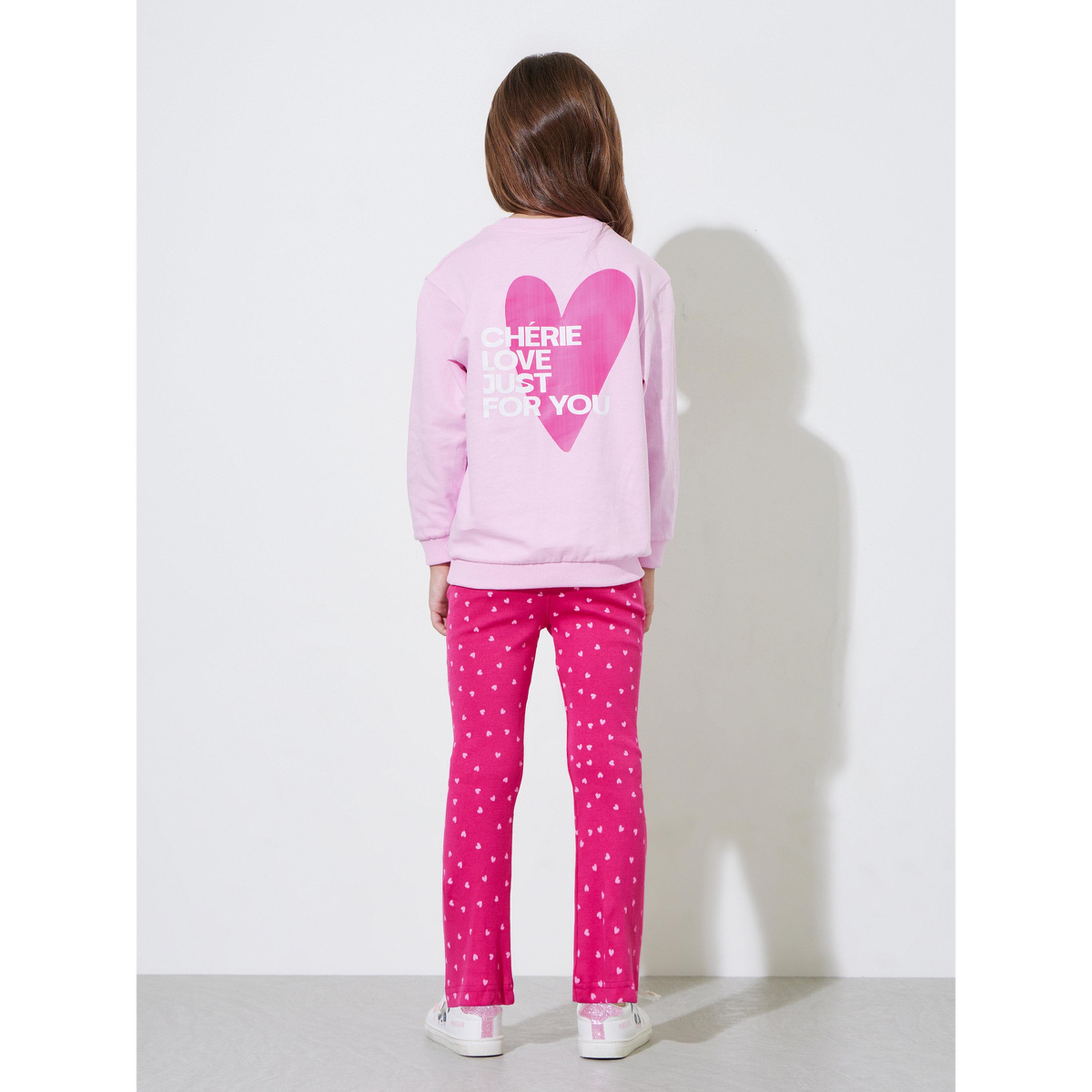 Styli Girls Pink Heart Print Oversized Sweatshirt and Leggings Set-girls-clothing-setsandcoords-image-3