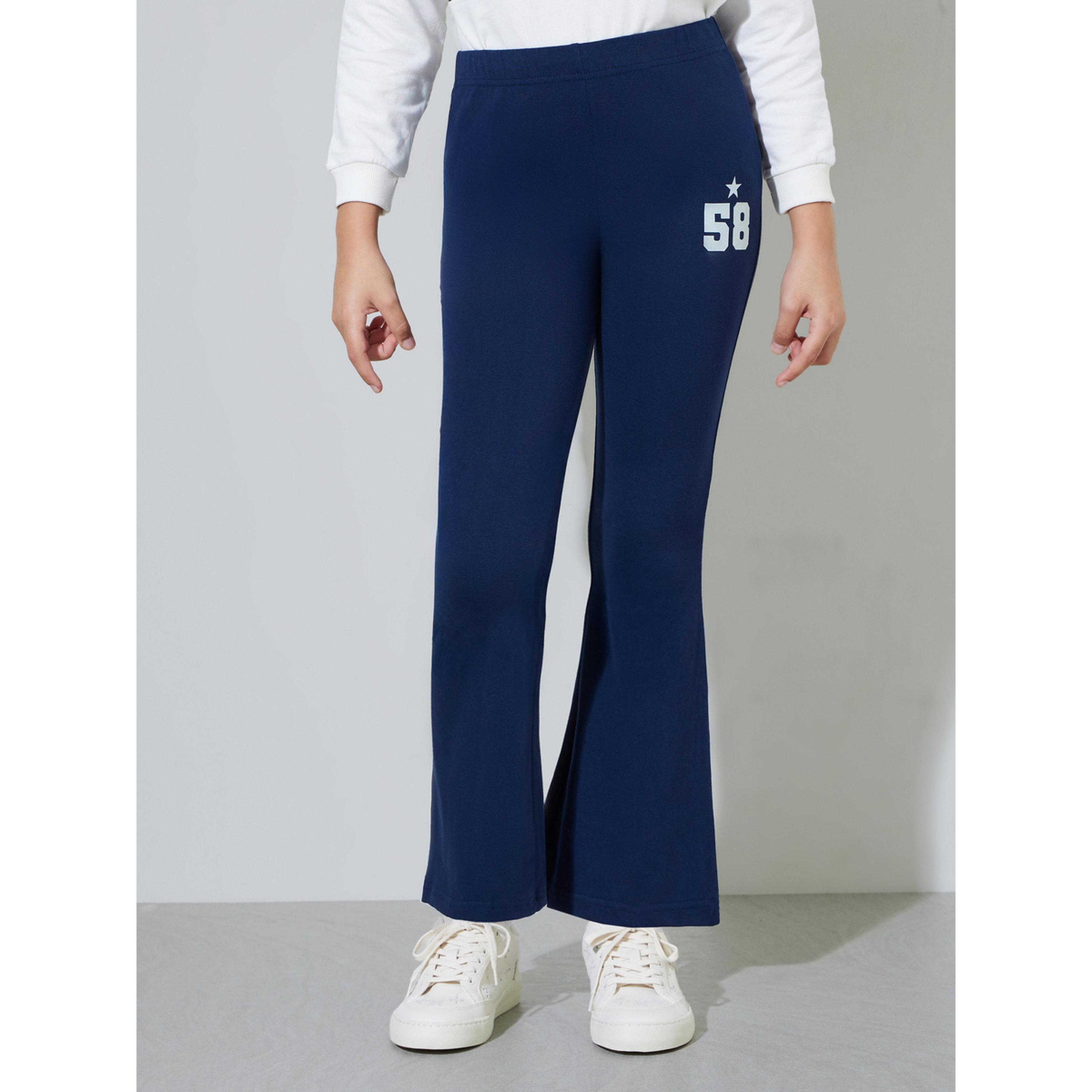 مجموعة من ليقنز كحلي وسويت شيرت بياقة وطبعة جرافيك للبنات باللون أوف وايت-girls-clothing-setsandcoords-image-4