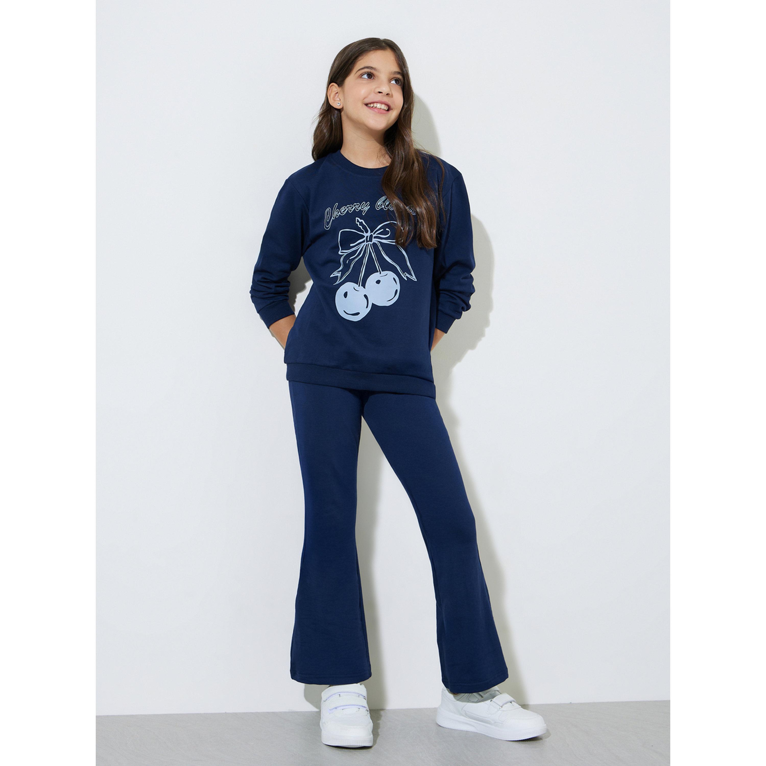 مجموعة من ليقنز واسع وسويت شيرت بطبعة جرافيك للبنات الكبار-girls-clothing-setsandcoords-image-1