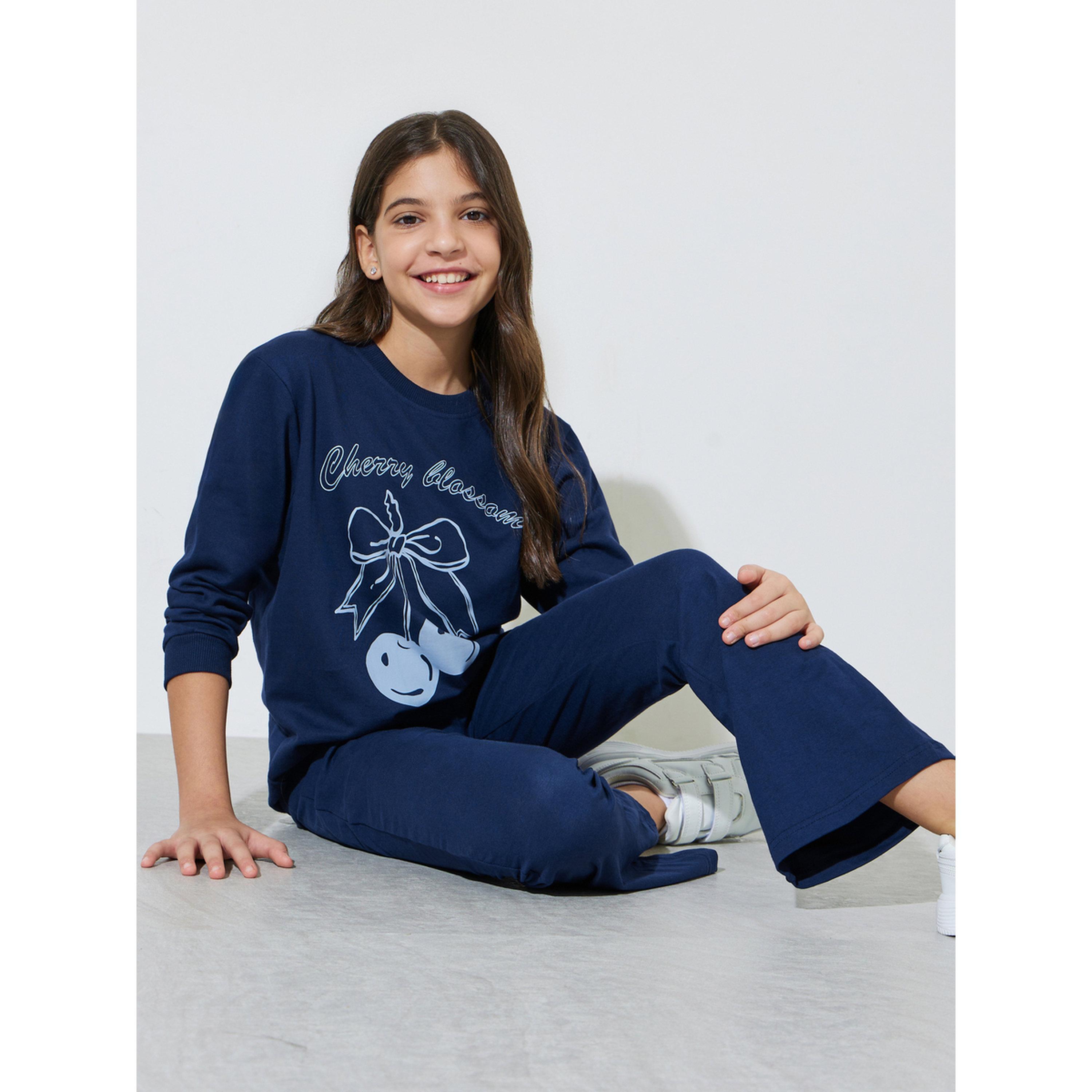 مجموعة من ليقنز واسع وسويت شيرت بطبعة جرافيك للبنات الكبار-girls-clothing-setsandcoords-image-4