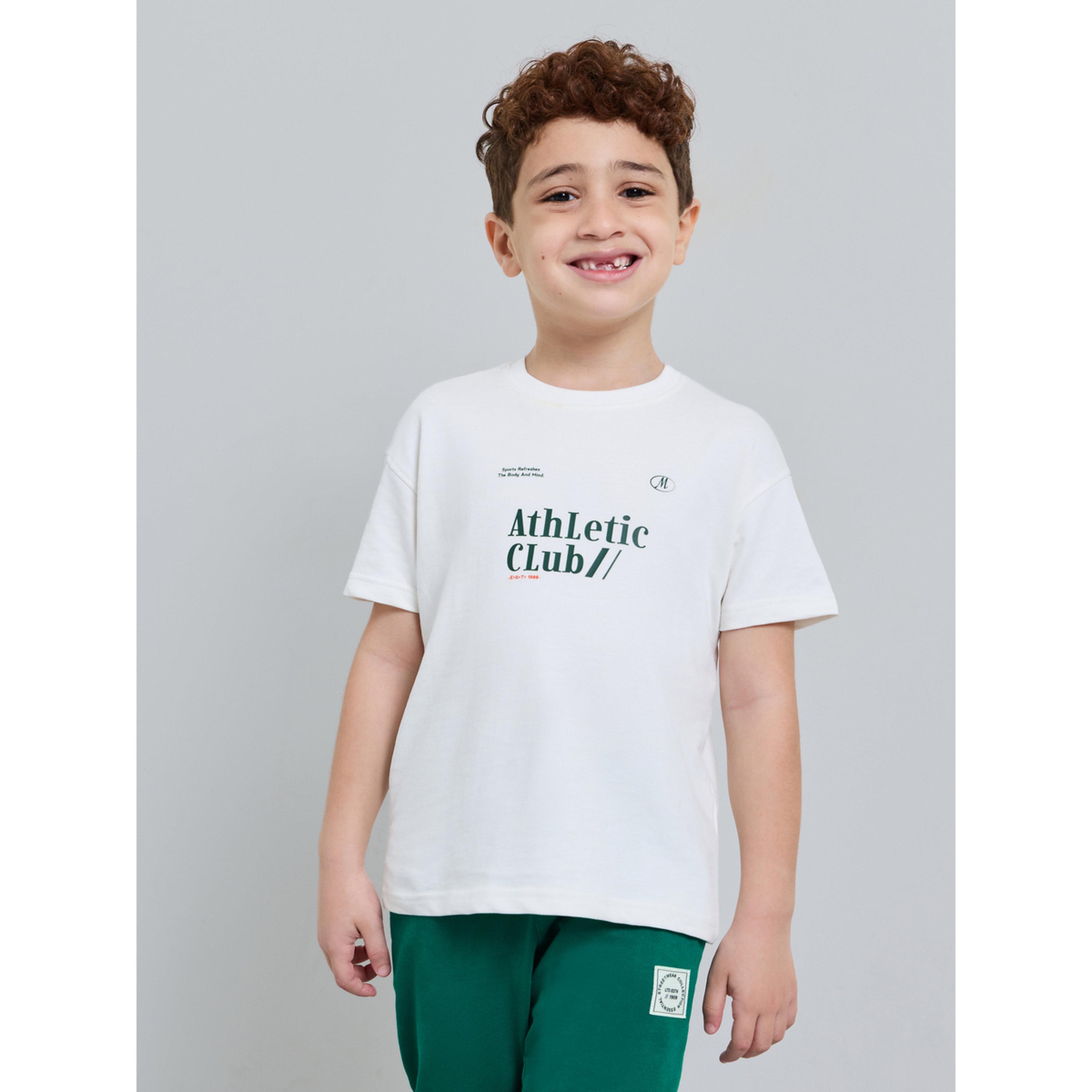 طقم من جوغر أخضر وتيشيرت واسع أبيض بطبعة شعار للأولاد-boys-clothing-setsandcoords-image-3