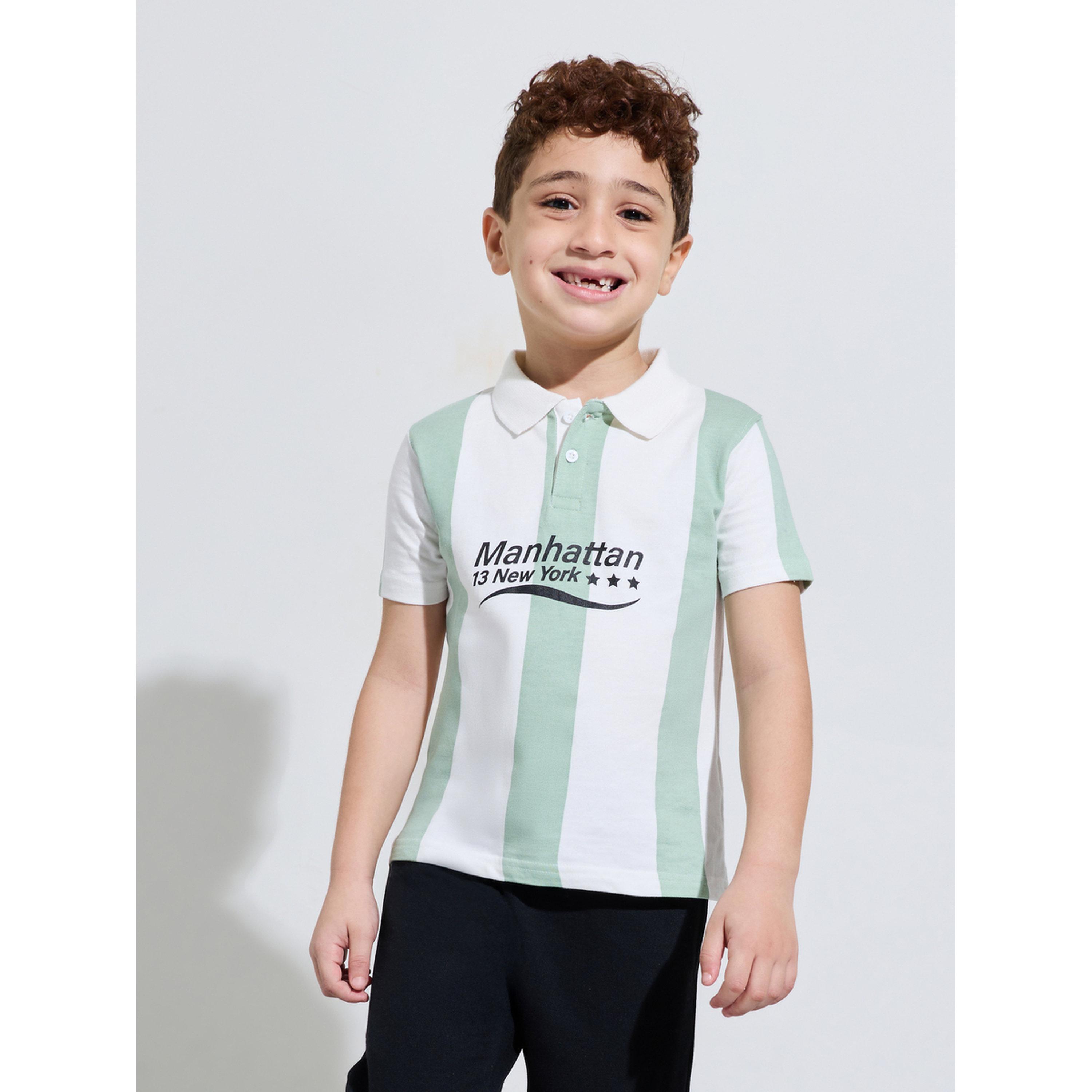 طقم من جوغر كارغو وتيشيرت بولو واسع مخطط للأولاد-boys-clothing-setsandcoords-image-2