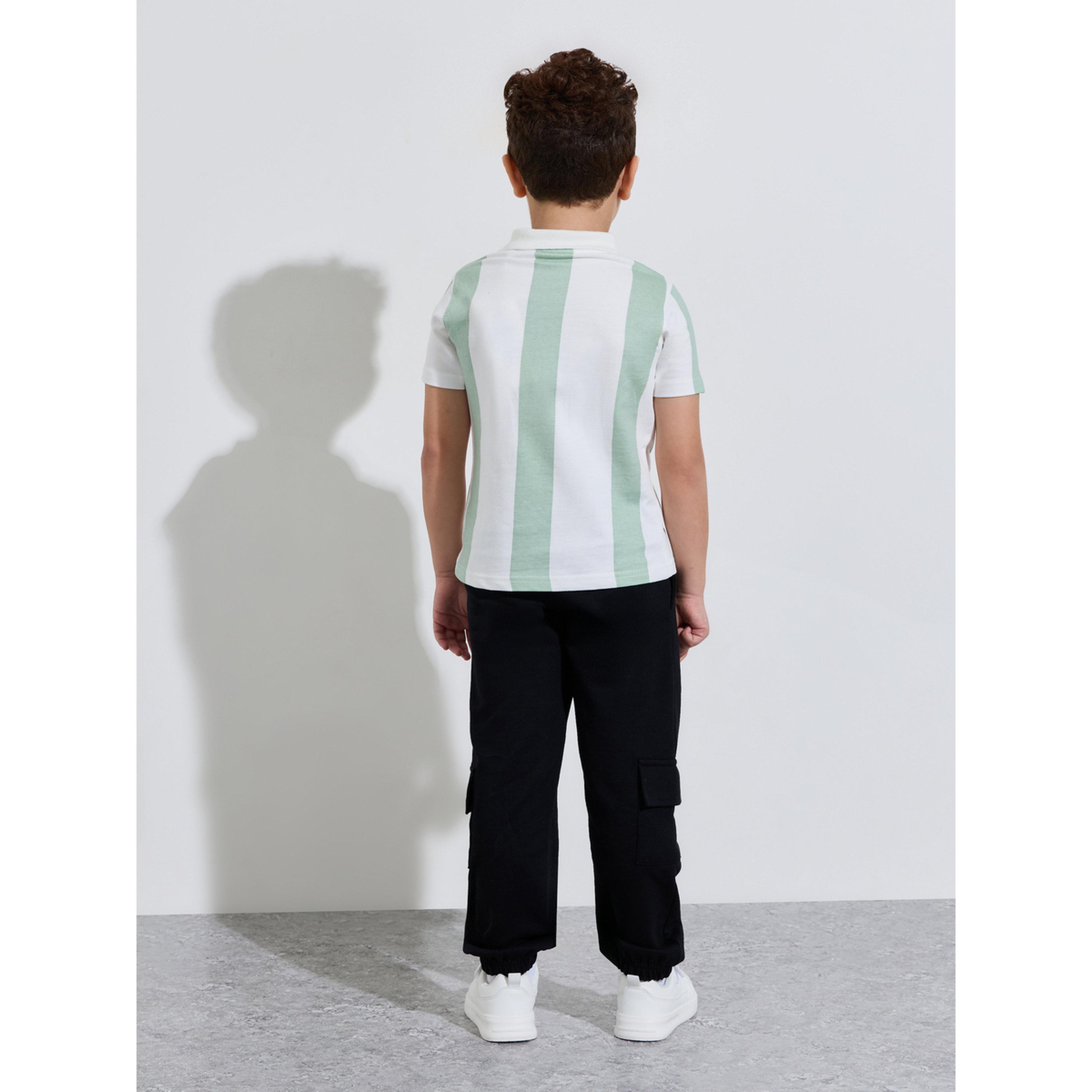 طقم من جوغر كارغو وتيشيرت بولو واسع مخطط للأولاد-boys-clothing-setsandcoords-image-3