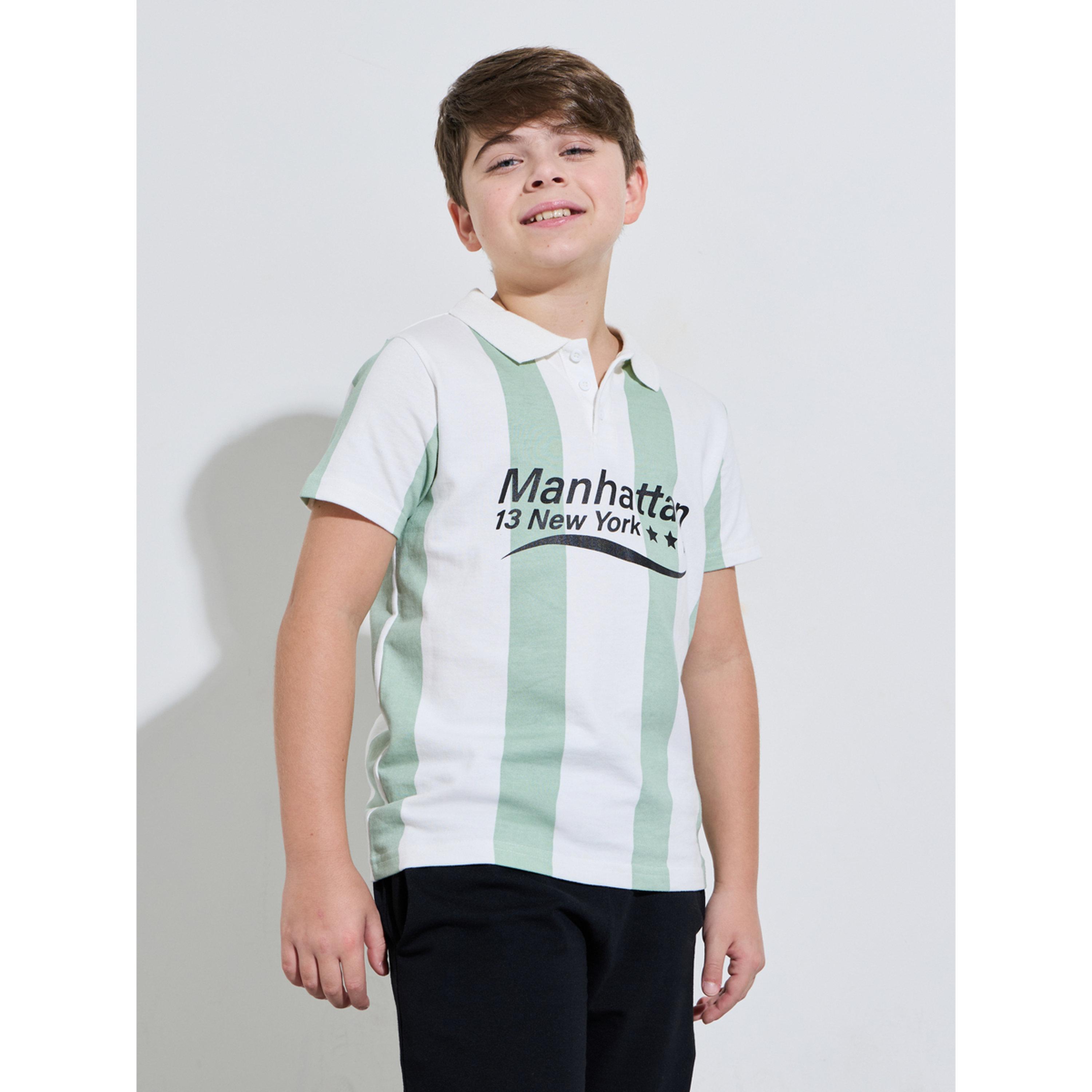 طقم من جوغر كارغو وتيشيرت بولو واسع مخطط للأولاد المراهقين-boys-clothing-setsandcoords-image-2