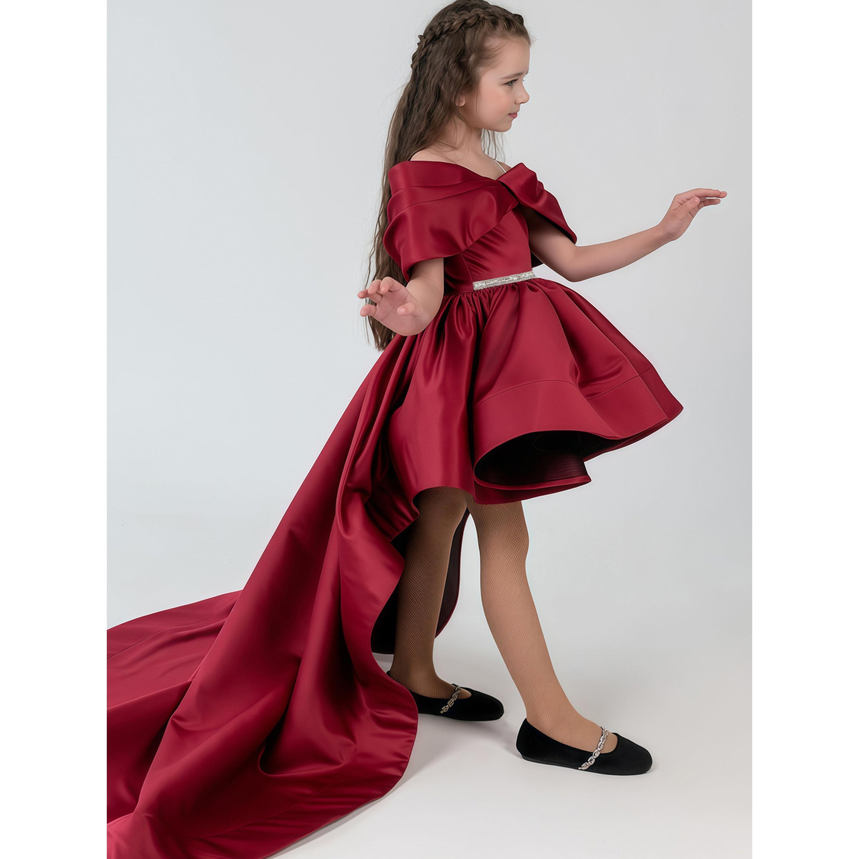 فستان للمناسبات بطول الركبة بحافة واسعة للبنات-girls-clothing-dressesandjumpsuits-image-2