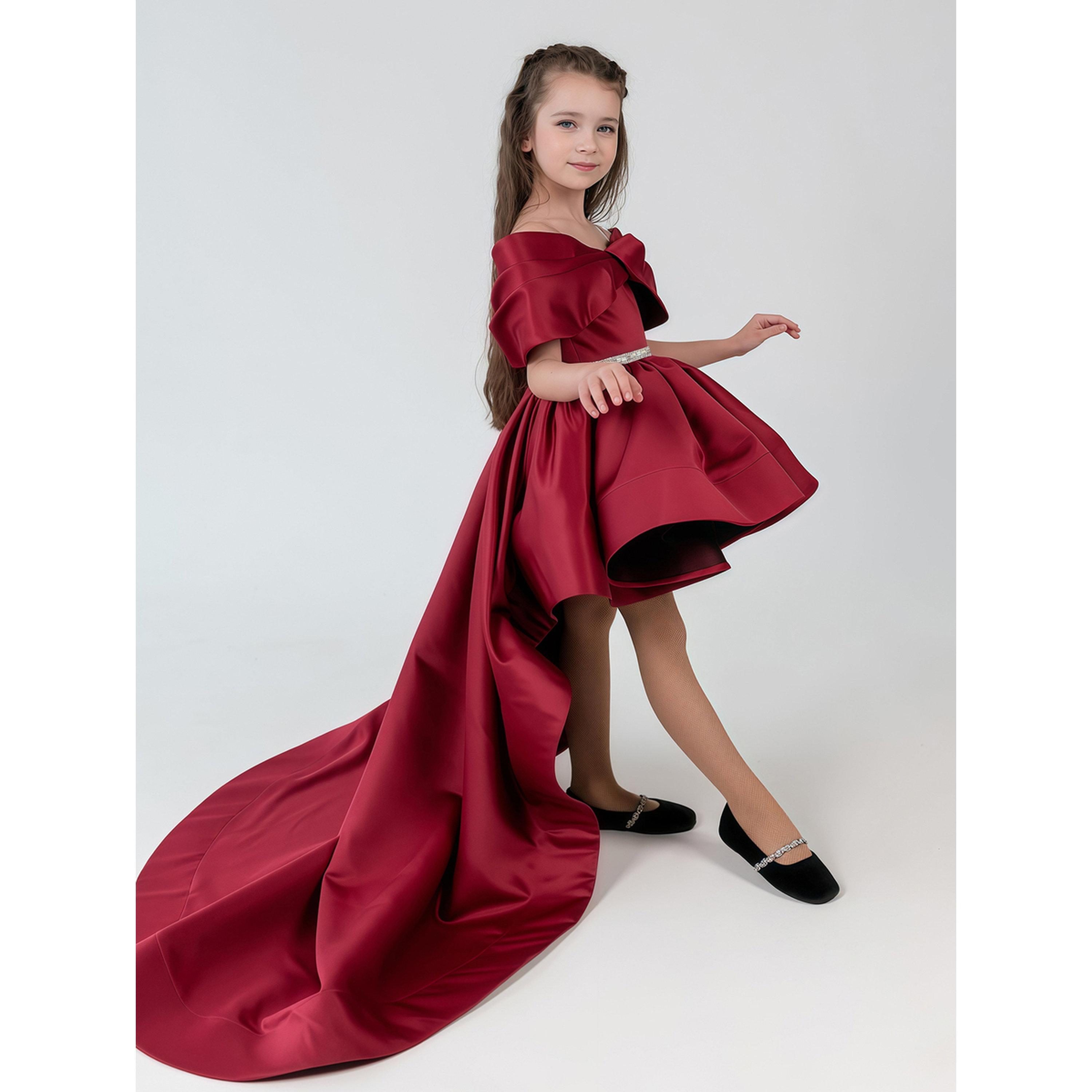 فستان للمناسبات بطول الركبة بحافة واسعة للبنات-girls-clothing-dressesandjumpsuits-image-3