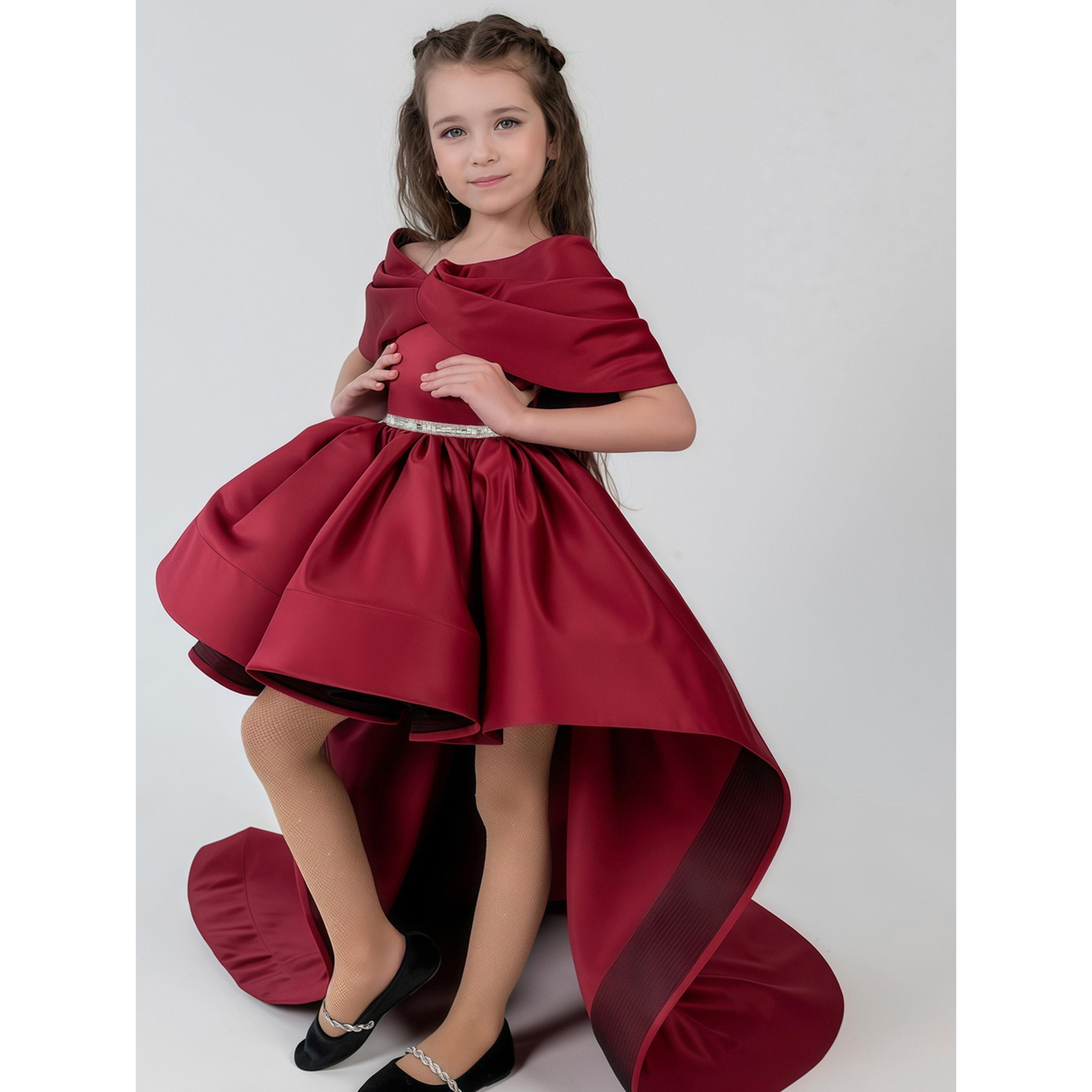 فستان للمناسبات بطول الركبة بحافة واسعة للبنات-girls-clothing-dressesandjumpsuits-image-4
