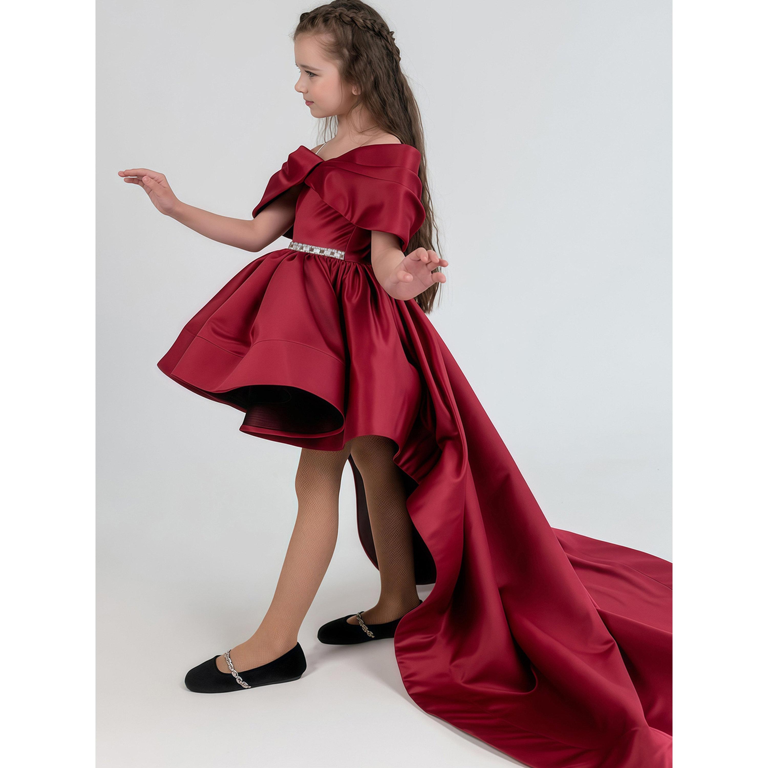 فستان للمناسبات بطول الركبة بحافة واسعة للبنات-girls-clothing-dressesandjumpsuits-image-5