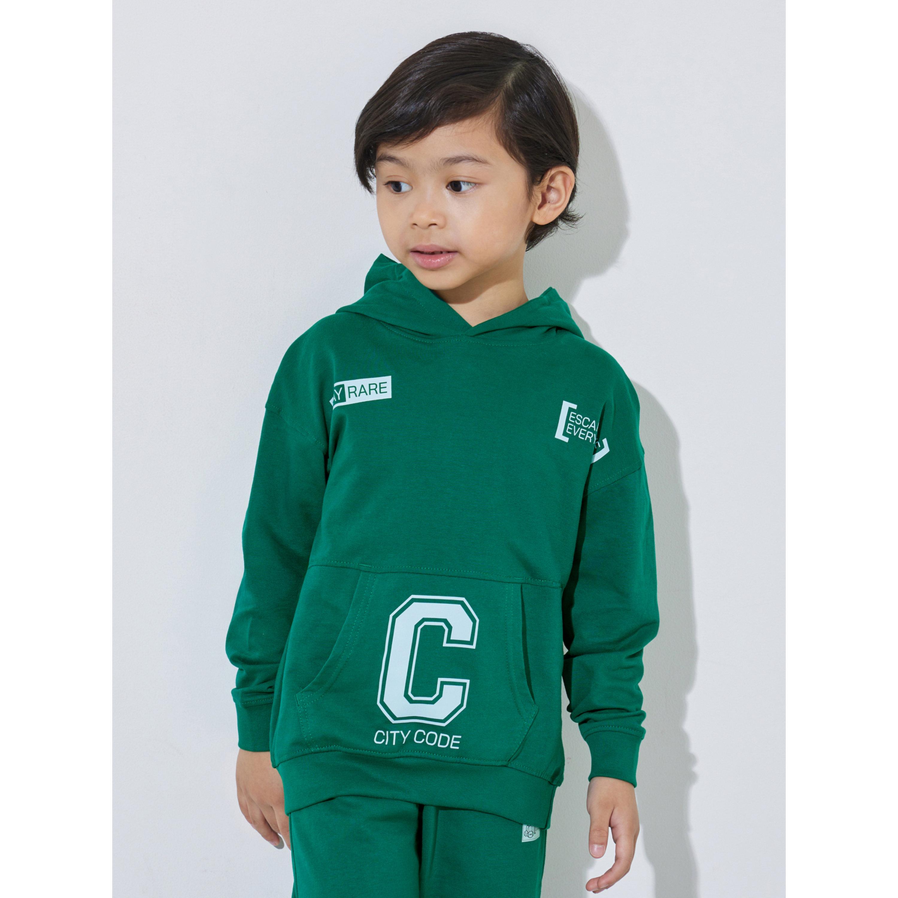 مجموعة من بنطال جوغر وسويت شيرت بمحواة وطبعة جرافيك للأولاد باللون الأخضر الداكن-boys-clothing-setsandcoords-image-2