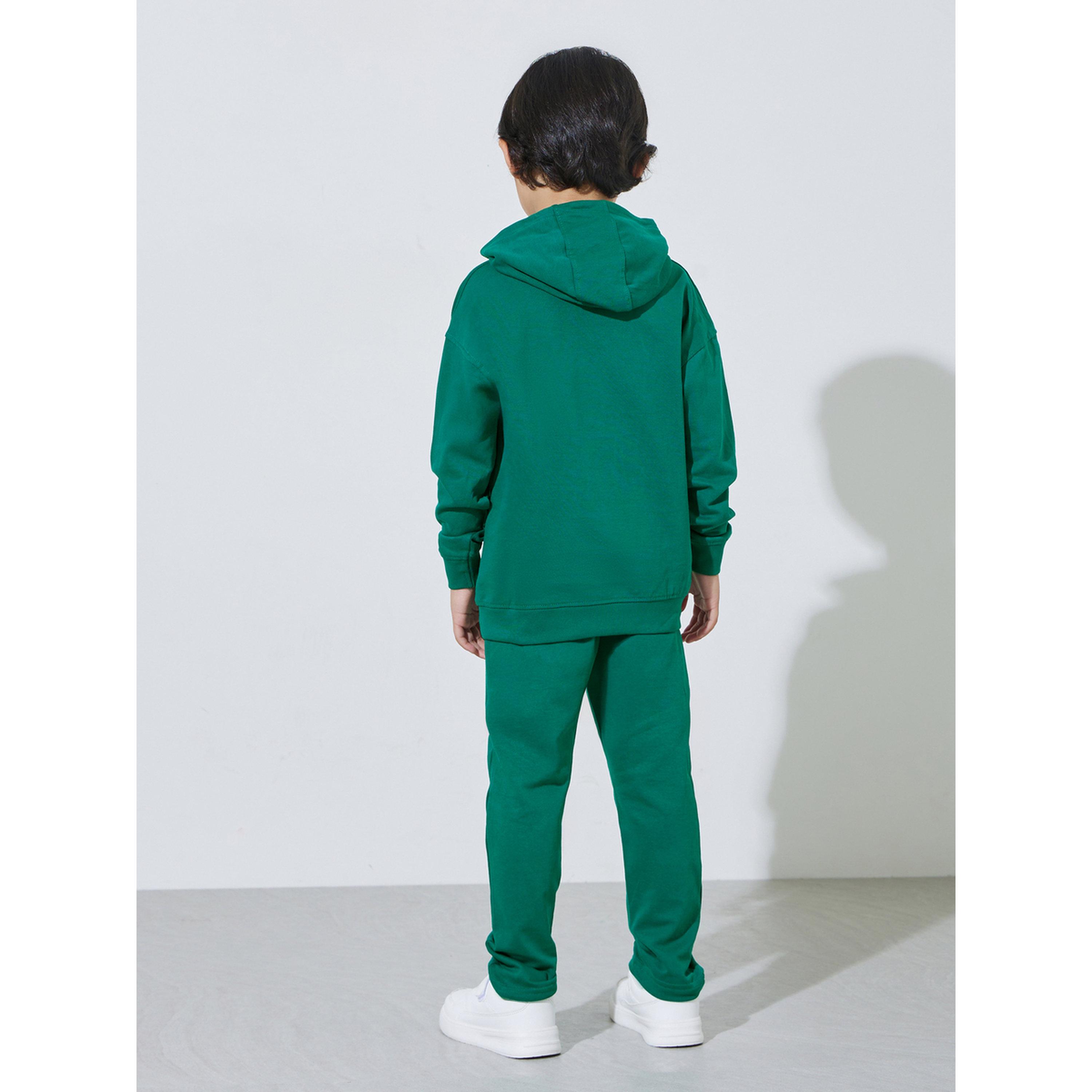 مجموعة من بنطال جوغر وسويت شيرت بمحواة وطبعة جرافيك للأولاد باللون الأخضر الداكن-boys-clothing-setsandcoords-image-3
