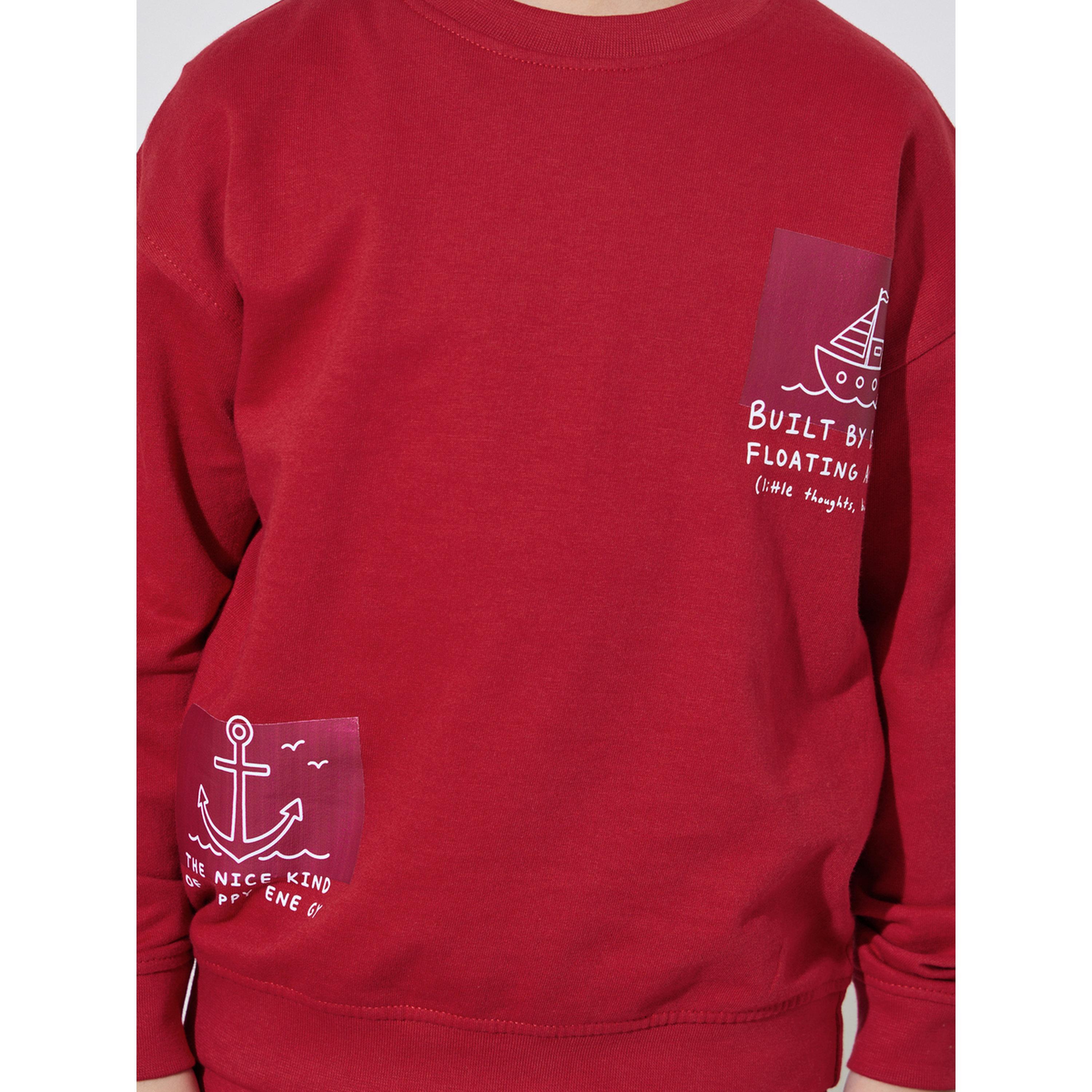 مجموعة من بنطال جوغر وسويت شيرت بقصة عادية وطبعة جرافيك للأولاد باللون الأحمر-boys-clothing-setsandcoords-image-6