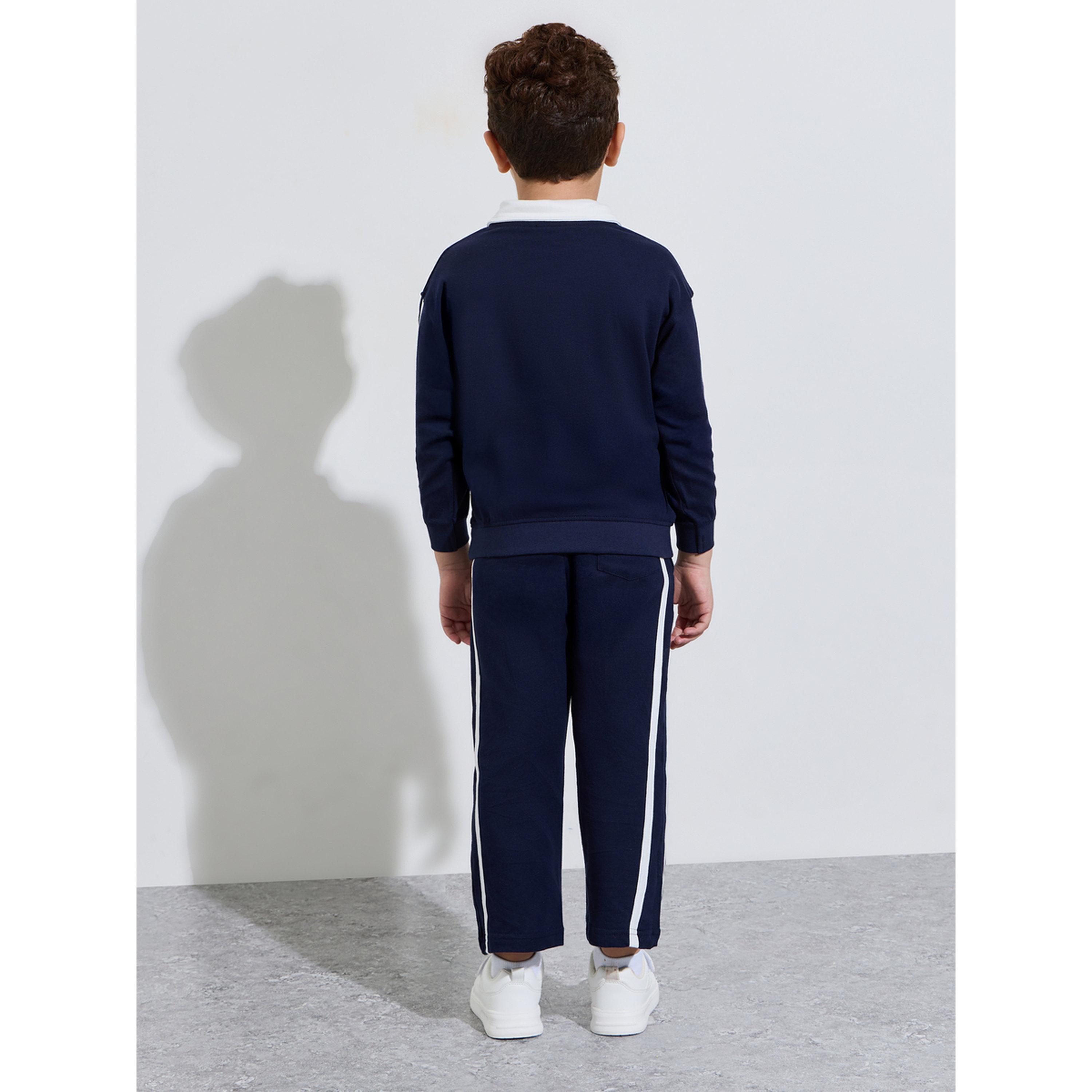 طقم من جوغر وسويت شيرت بياقة بولو وبقصة عادية وطبعة جرافيك كحلي للأولاد-boys-clothing-setsandcoords-image-3