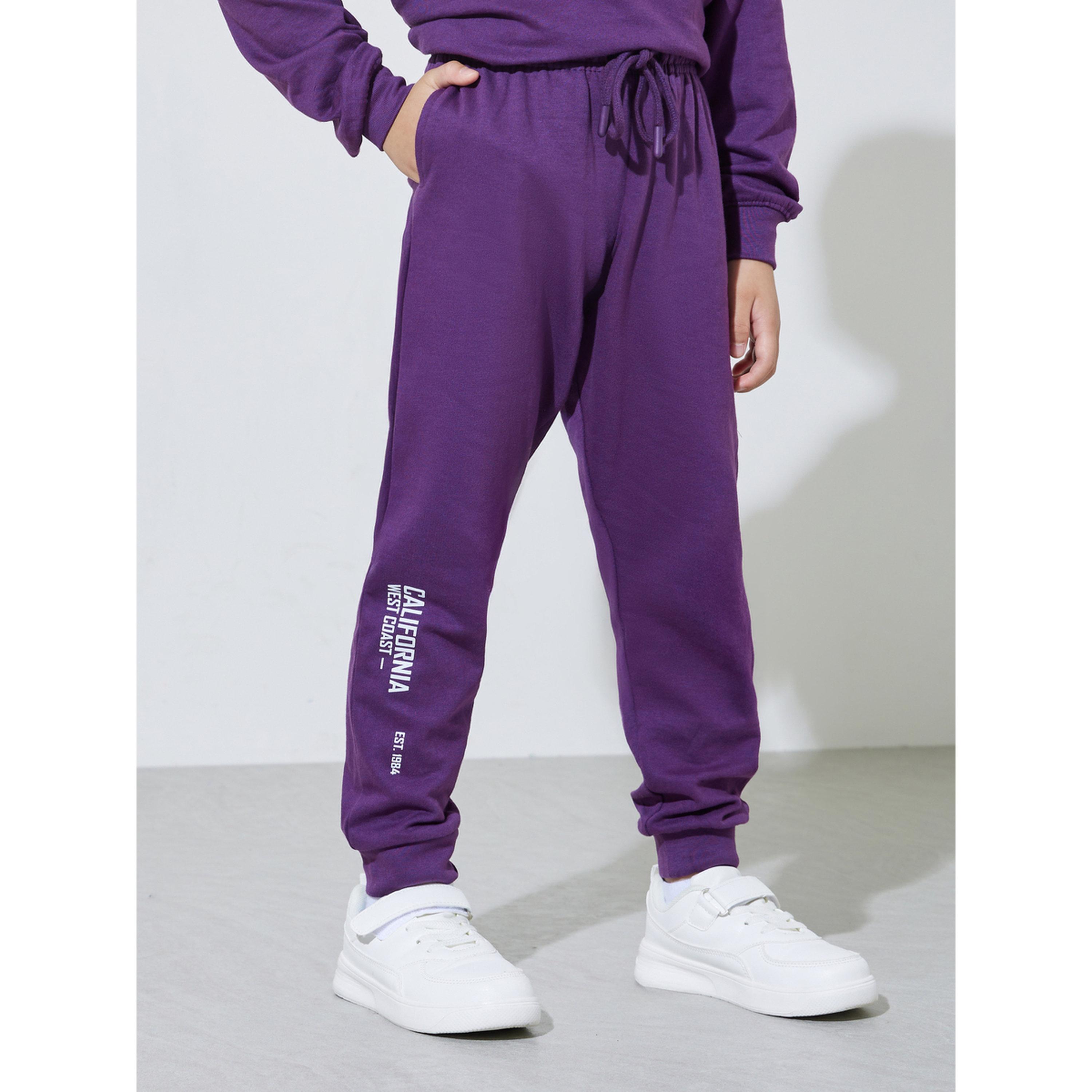 مجموعة من بنطال جوغر وسويت شيرت بقصة عادية وطبعة جرافيك للأولاد باللون البنفسجي-boys-clothing-setsandcoords-image-5
