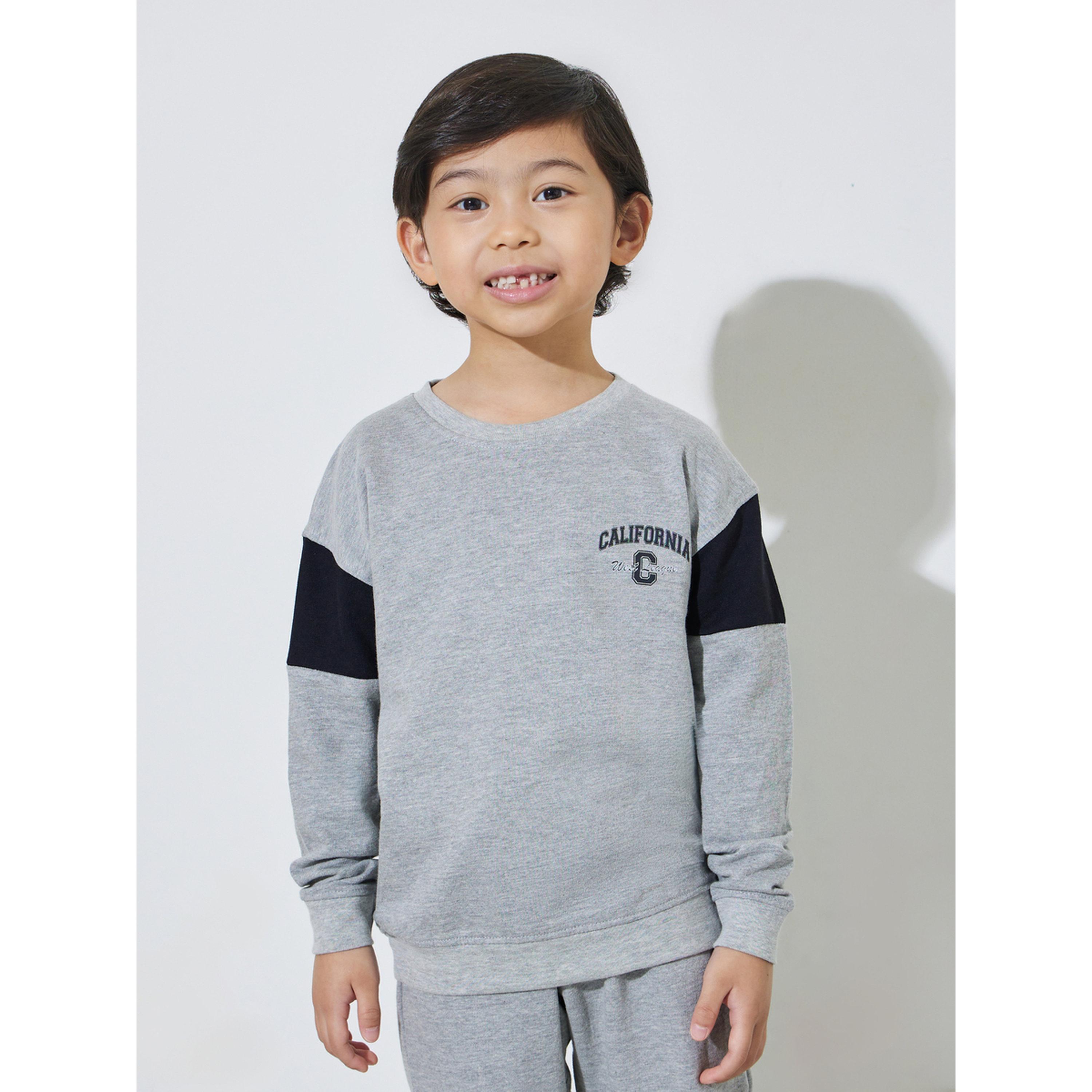 مجموعة من بنطال جوغر وسويت شيرت بقصة عادية وطبعة جرافيك للأولاد باللون الرمادي-boys-clothing-setsandcoords-image-2
