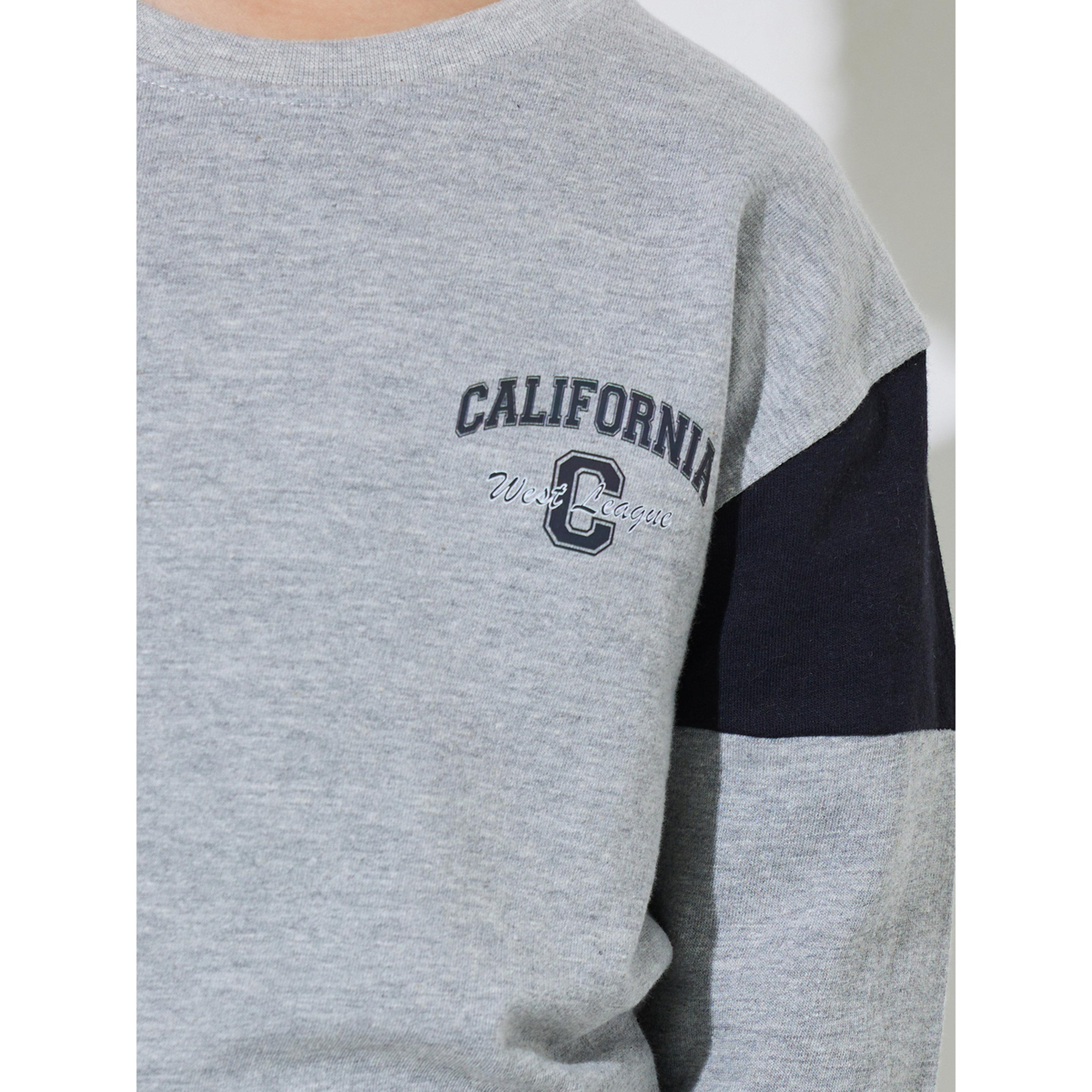 مجموعة من بنطال جوغر وسويت شيرت بقصة عادية وطبعة جرافيك للأولاد باللون الرمادي-boys-clothing-setsandcoords-image-7