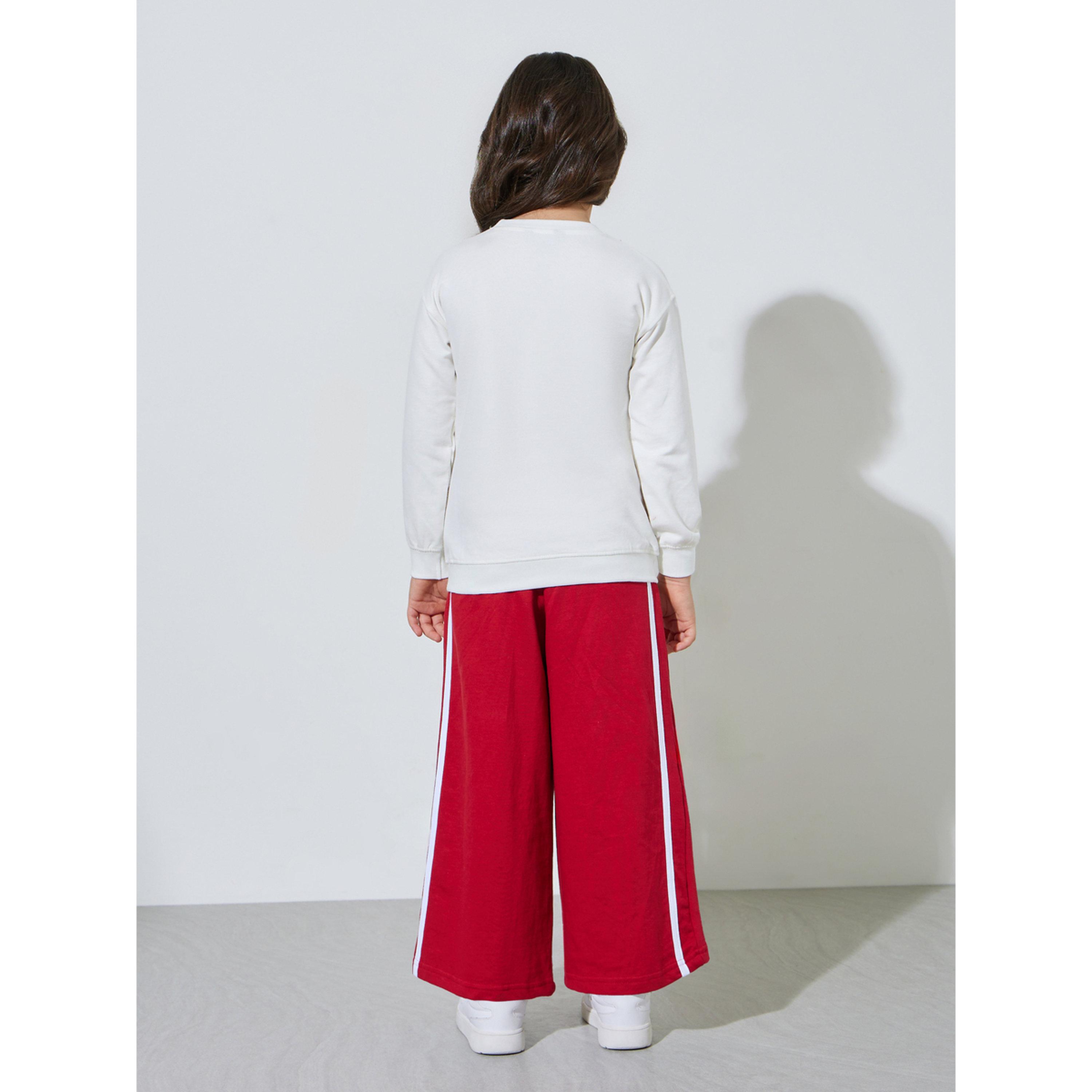 مجموعة من بنطال جوغر بأشرطة جانبية وسويت شيرت بطبعة جرافيك للبنات-girls-clothing-setsandcoords-image-3
