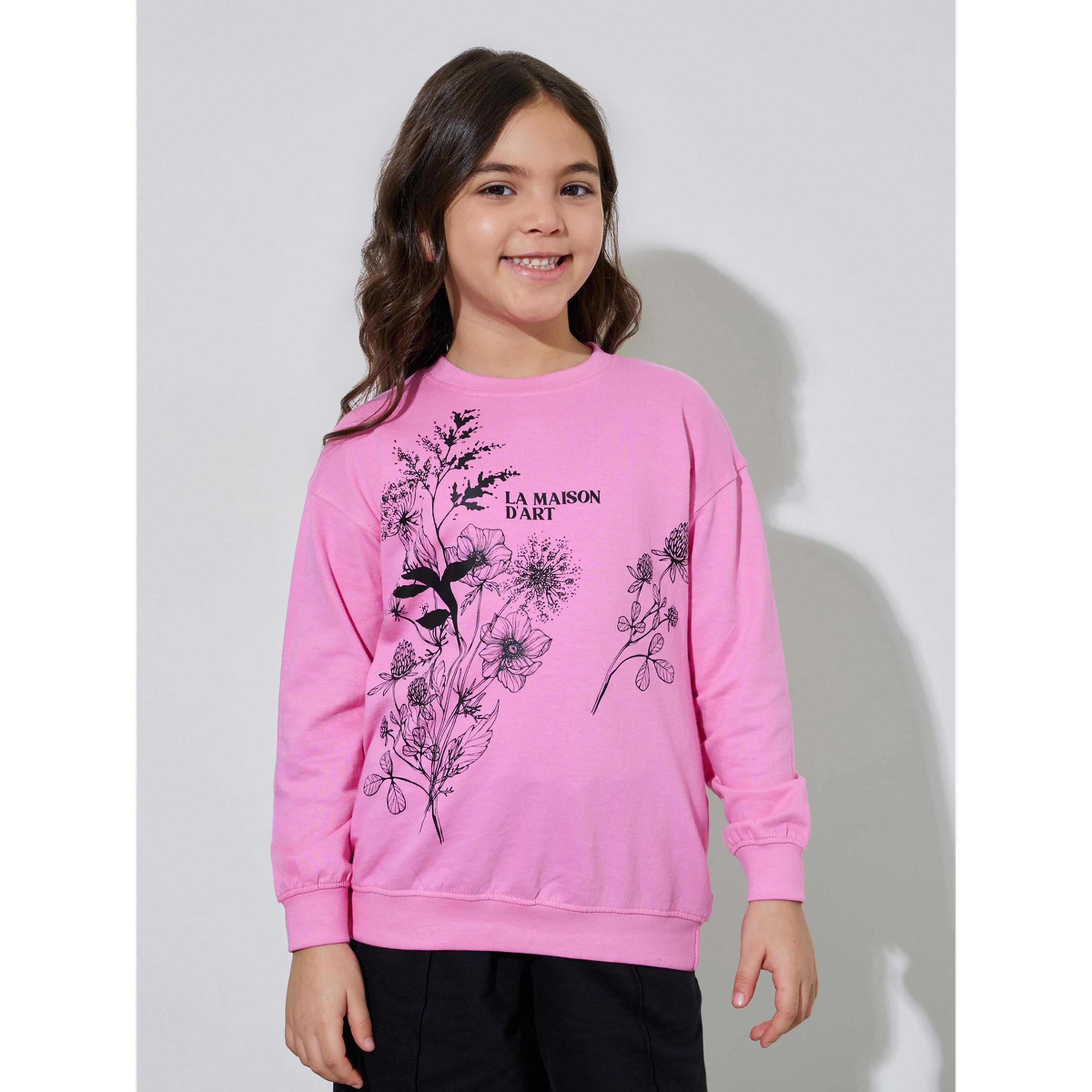 مجموعة من بنطال جوغر وسويت شيرت بطبعة جرافيك للبنات-girls-clothing-setsandcoords-image-3