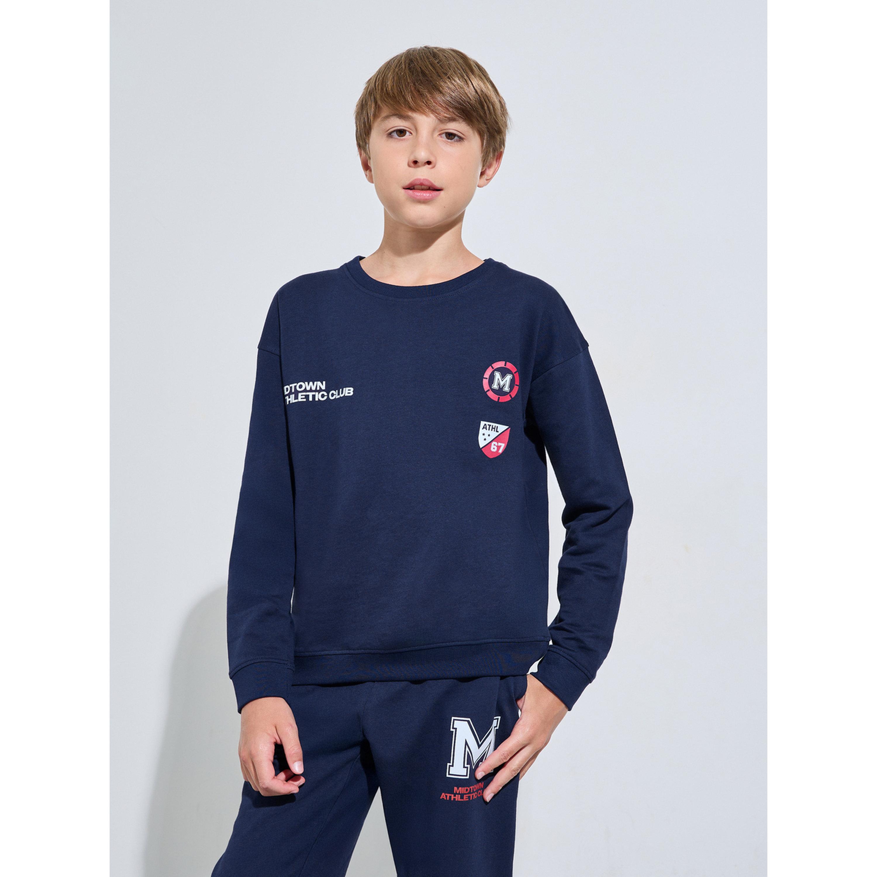 مجموعة من بنطال جوغر وسويت شيرت بطبعة جرافيك للأولاد باللون الكحلي-boys-clothing-setsandcoords-image-3