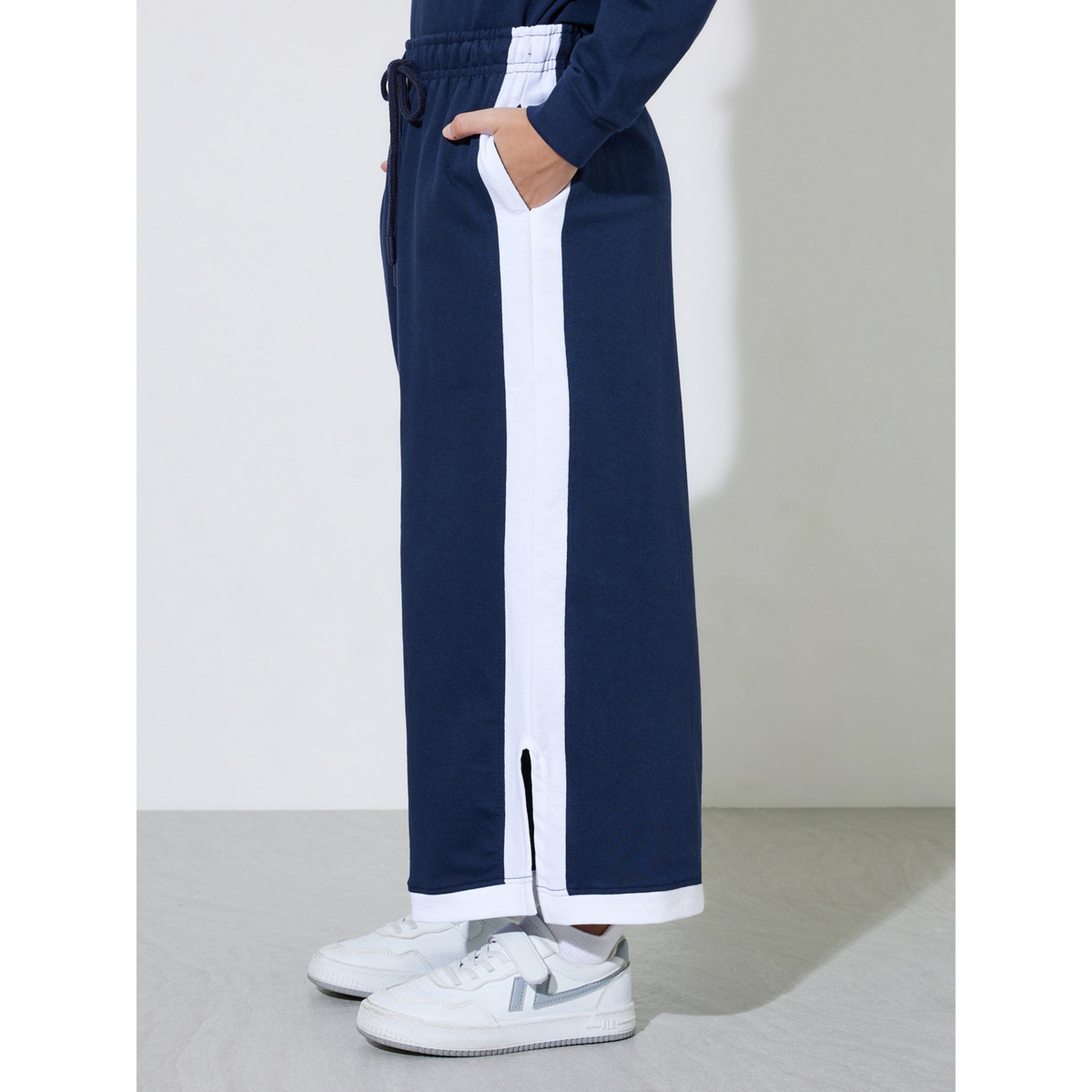 طقم من جوغر وسويت شيرت بياقة وتفاصيل متباينة باللون الكحلي للبنات-girls-clothing-setsandcoords-image-7
