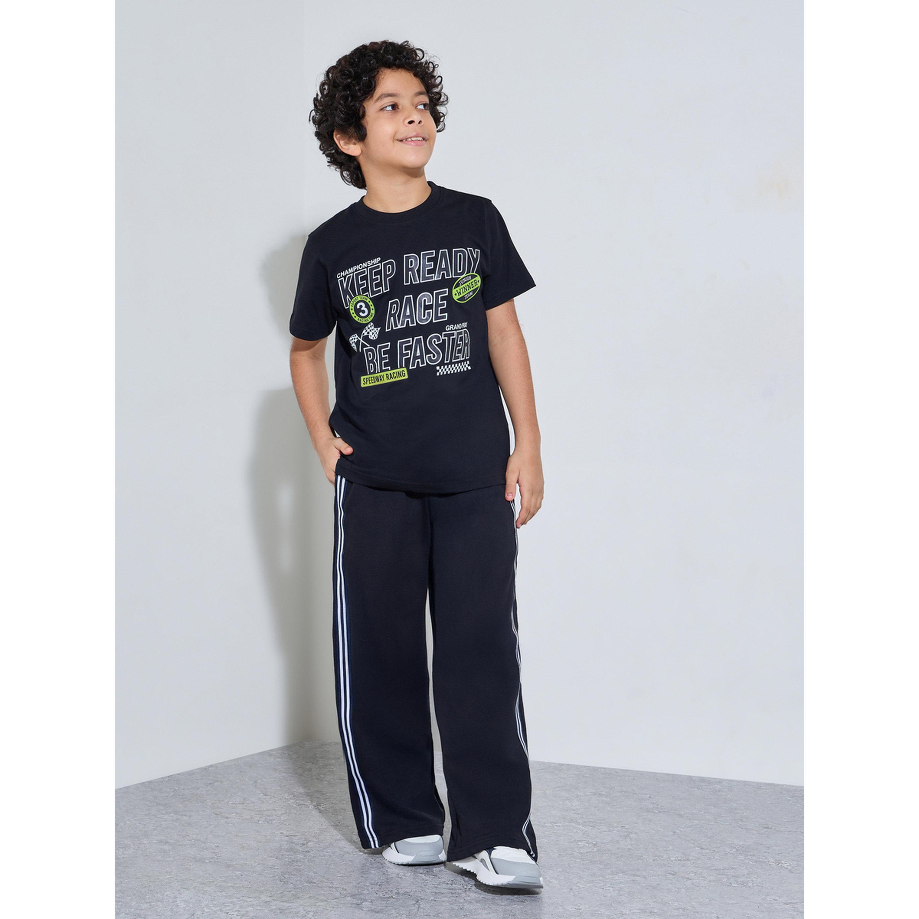 Styli Black Graphic Print Round Neck Regular Fit T-Shirt-boys-clothing-tshirtsandpolos-image-2
