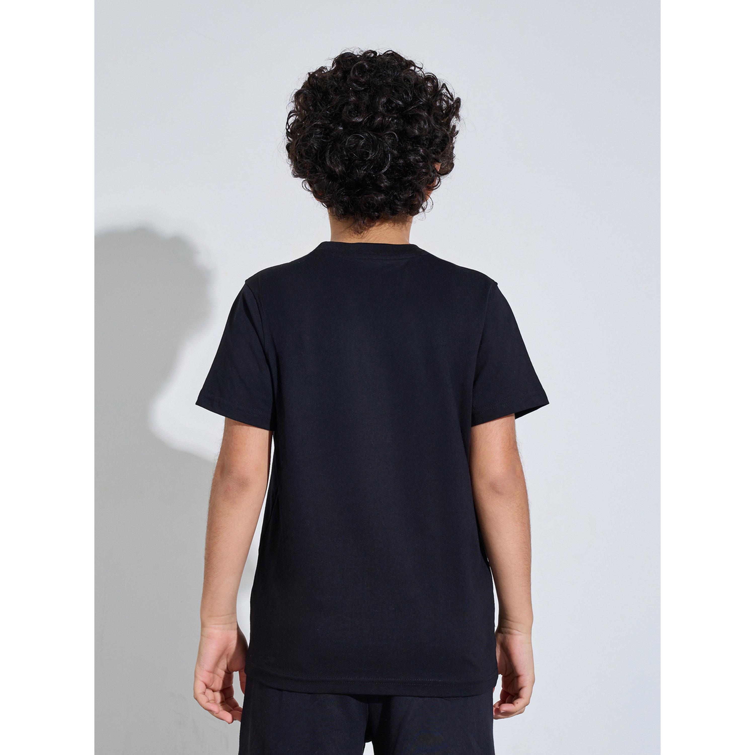 Styli Black Graphic Print Round Neck Regular Fit T-Shirt-boys-clothing-tshirtsandpolos-image-3