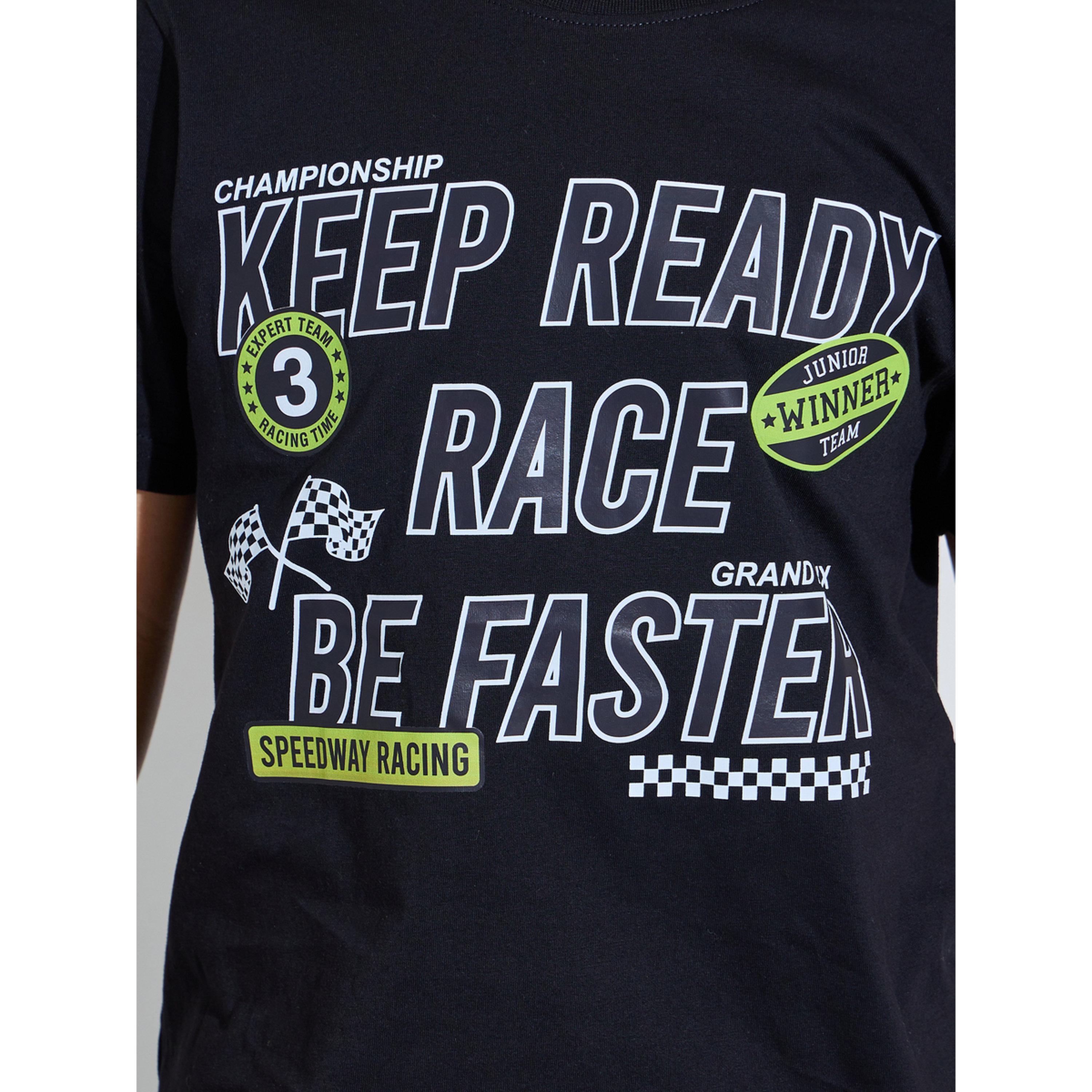 Styli Black Graphic Print Round Neck Regular Fit T-Shirt-boys-clothing-tshirtsandpolos-image-4