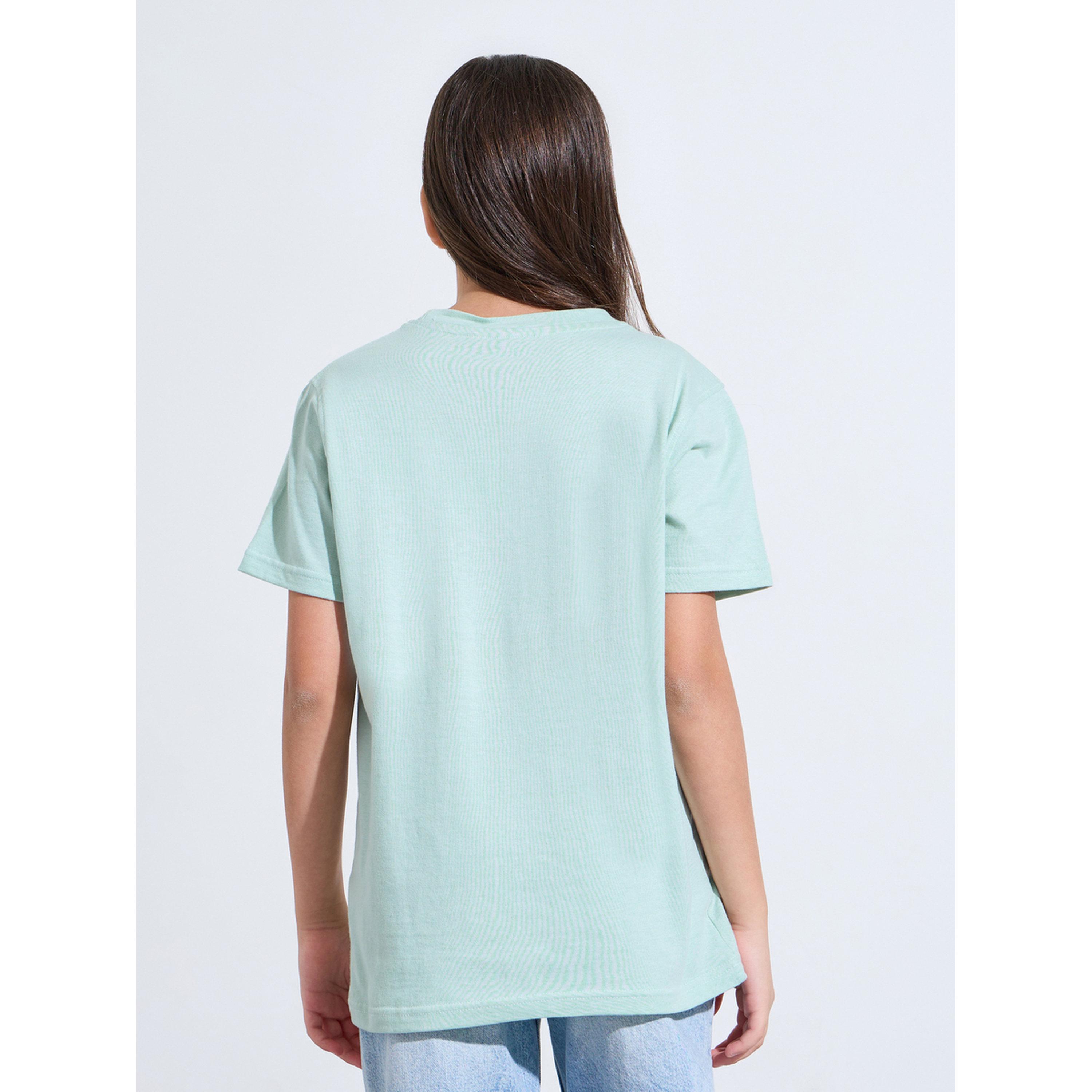 Styli Teen Girls Mint Green Graphic print Regular Fit T-Shirt-girls-clothing-tshirts-image-4