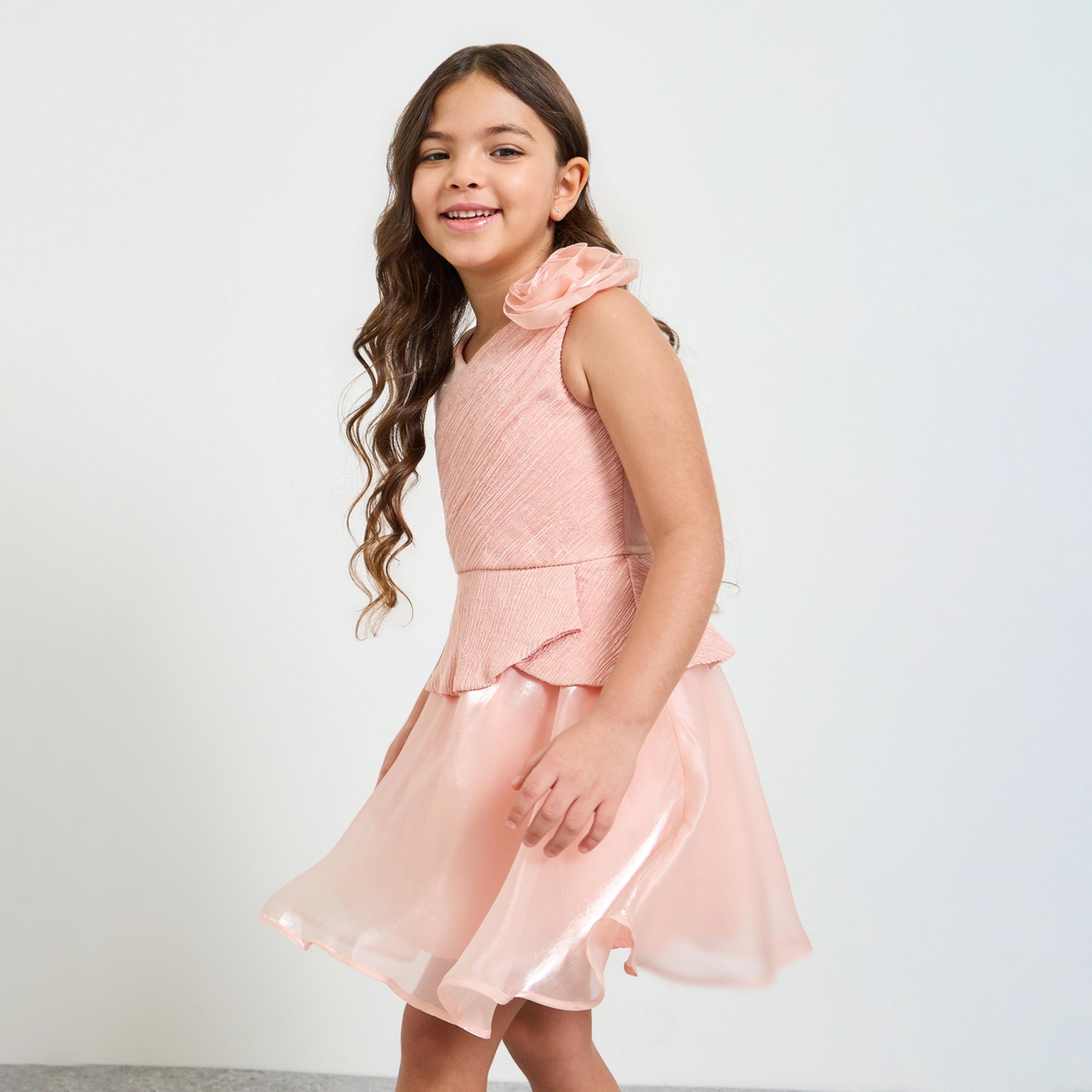 Take Two Girls Dark Pink A-Line Knee-Length Dress-girls-clothing-dressesandjumpsuits-image-1