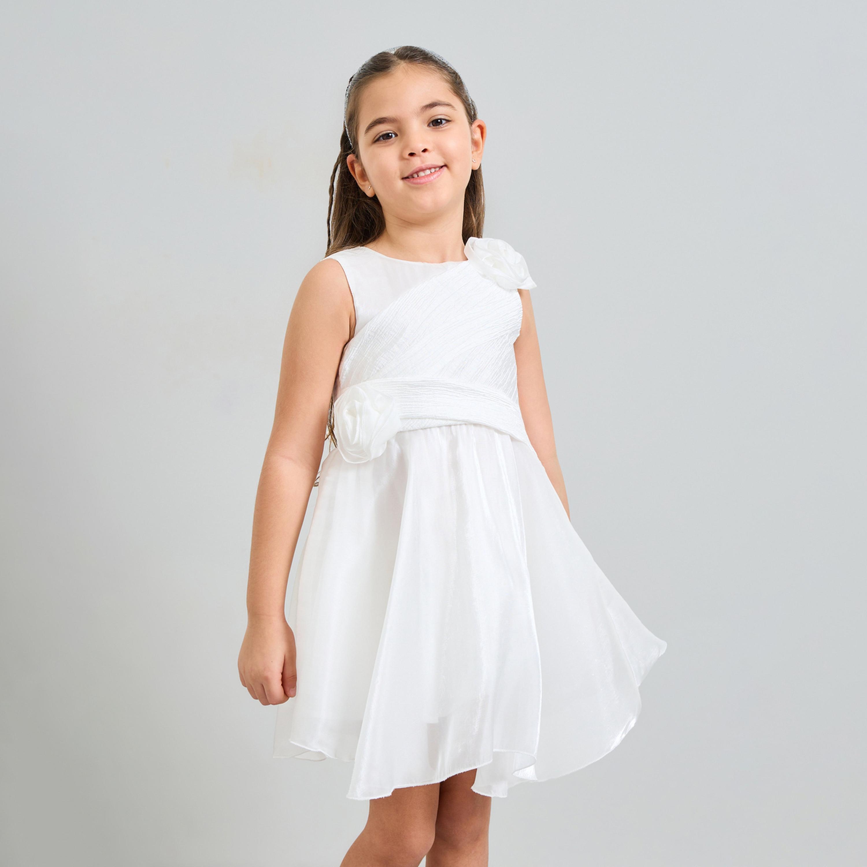 Take Two Girls White A-Line Knee-Length Dress-girls-clothing-dressesandjumpsuits-image-1