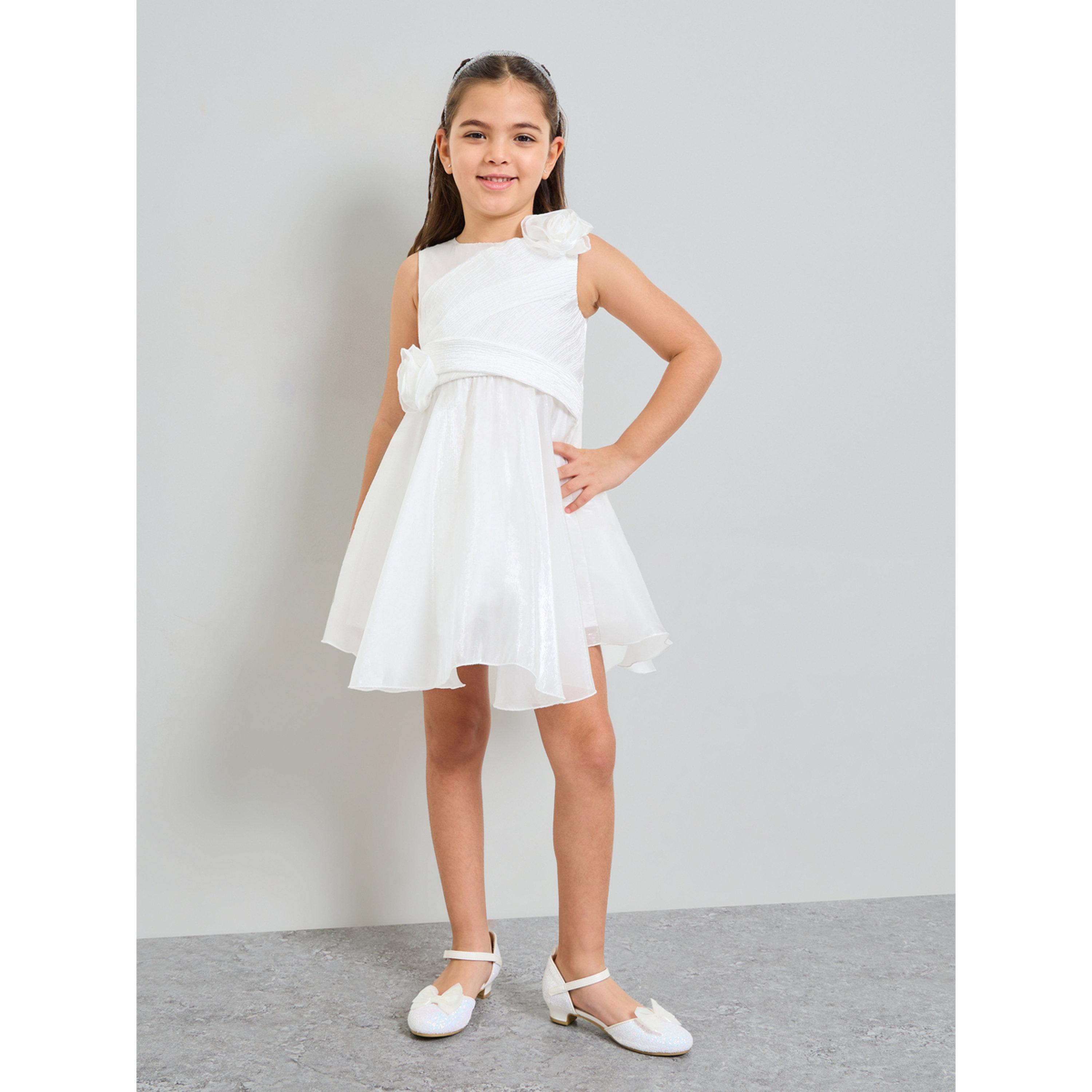Take Two Girls White A-Line Knee-Length Dress-girls-clothing-dressesandjumpsuits-image-2