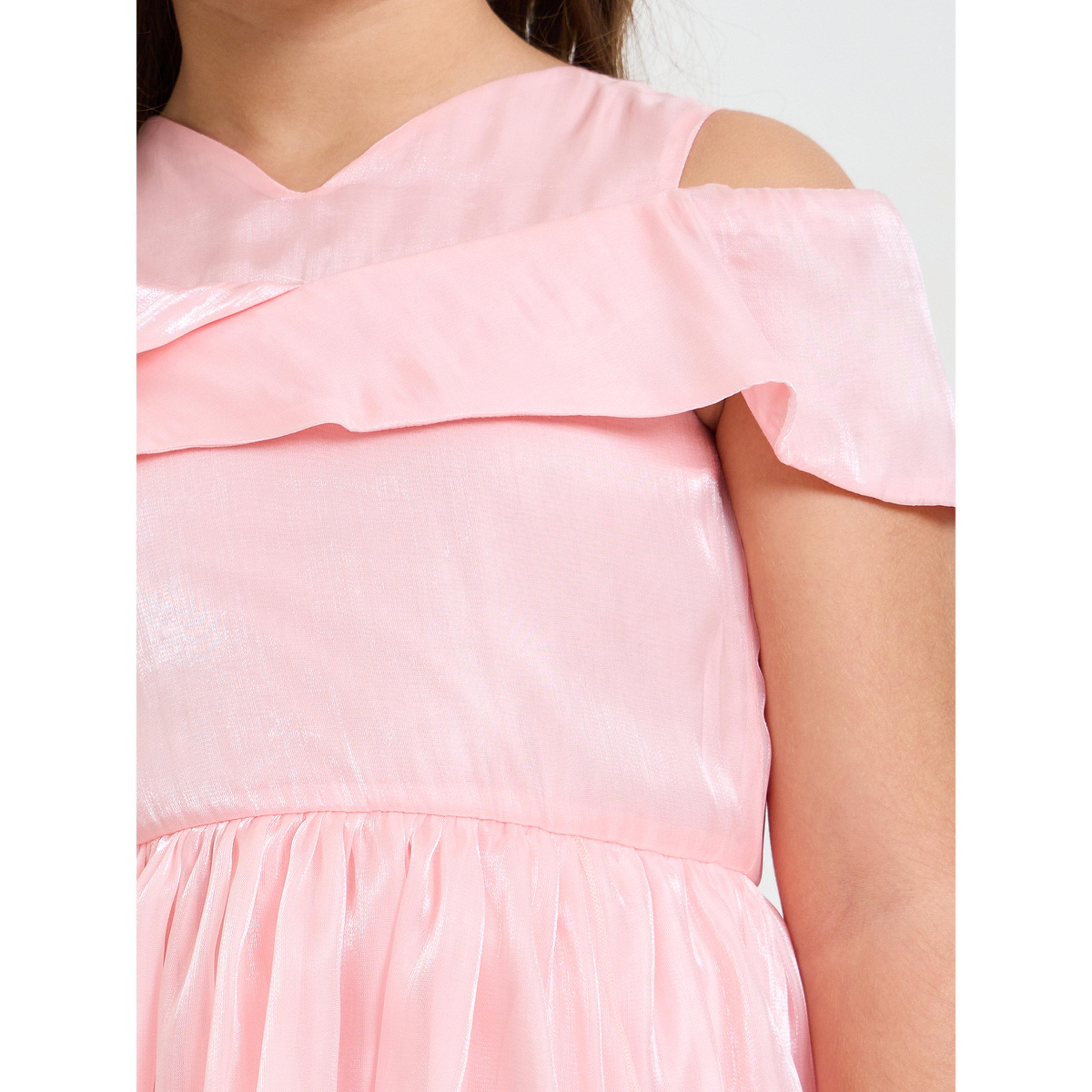 فستان وردي فاتح بحافة واسعة بطول الركبة-girls-clothing-dressesandjumpsuits-image-5