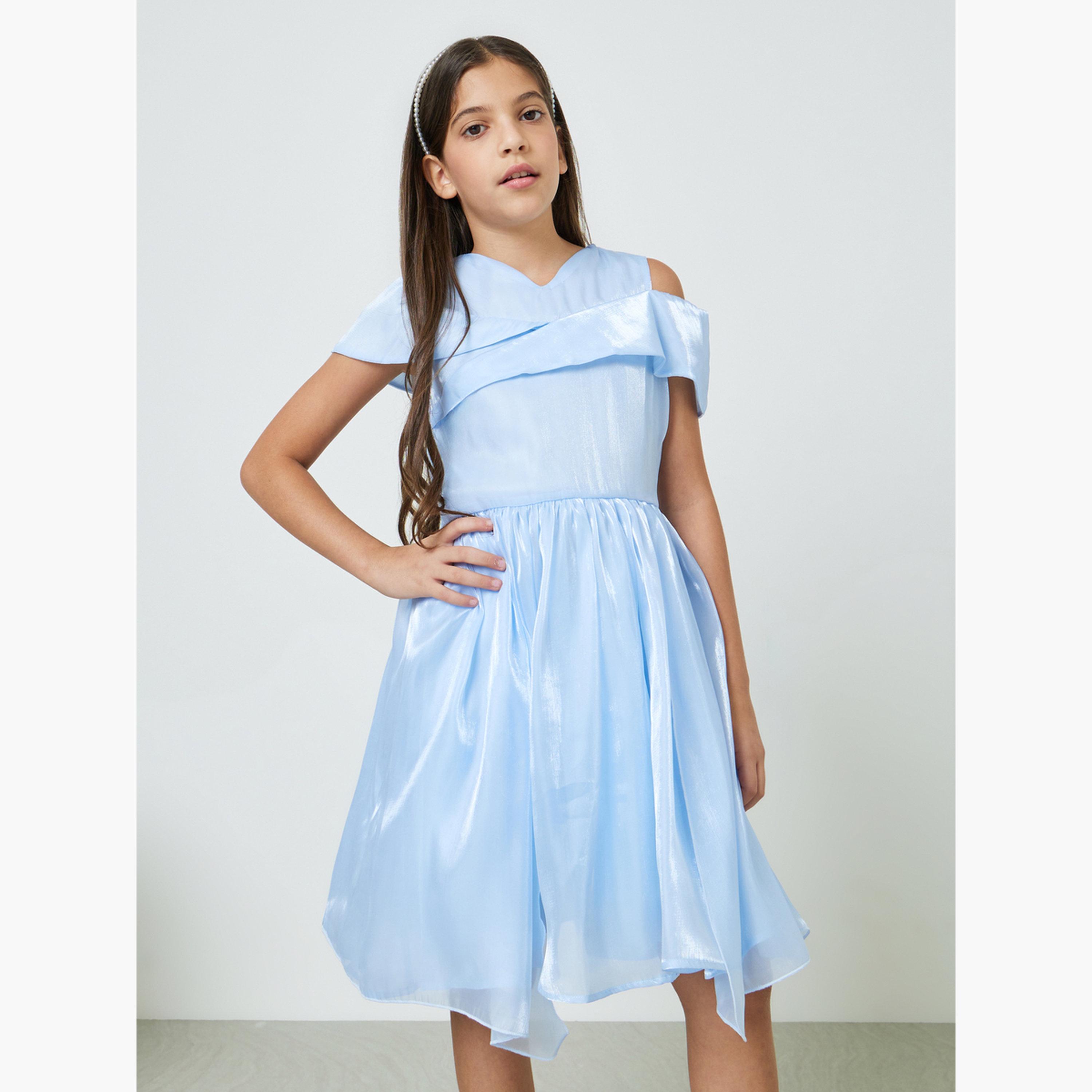 Take Two Girls Blue A-Line Knee-Length Dress-girls-clothing-dressesandjumpsuits-image-1