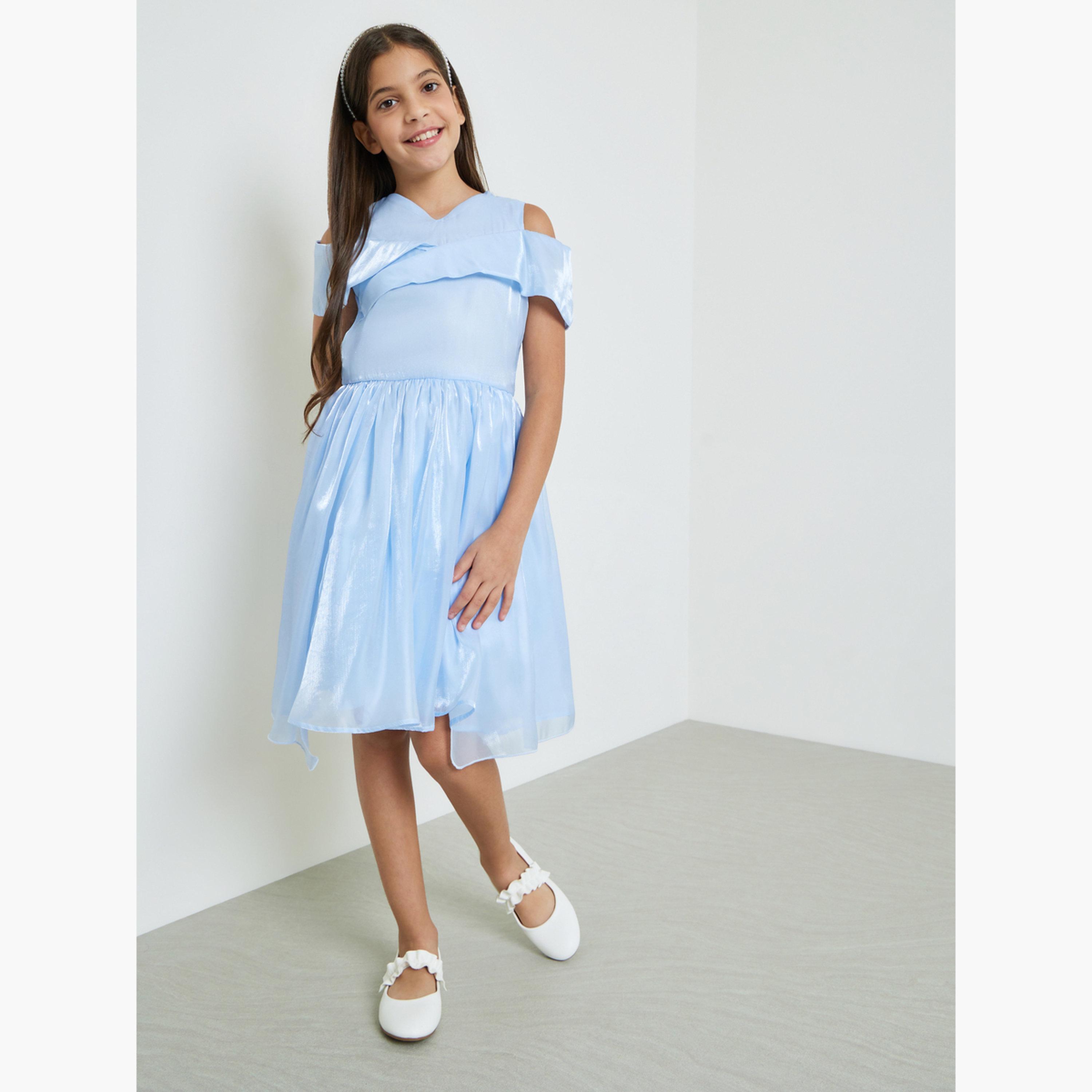 Take Two Girls Blue A-Line Knee-Length Dress-girls-clothing-dressesandjumpsuits-image-2