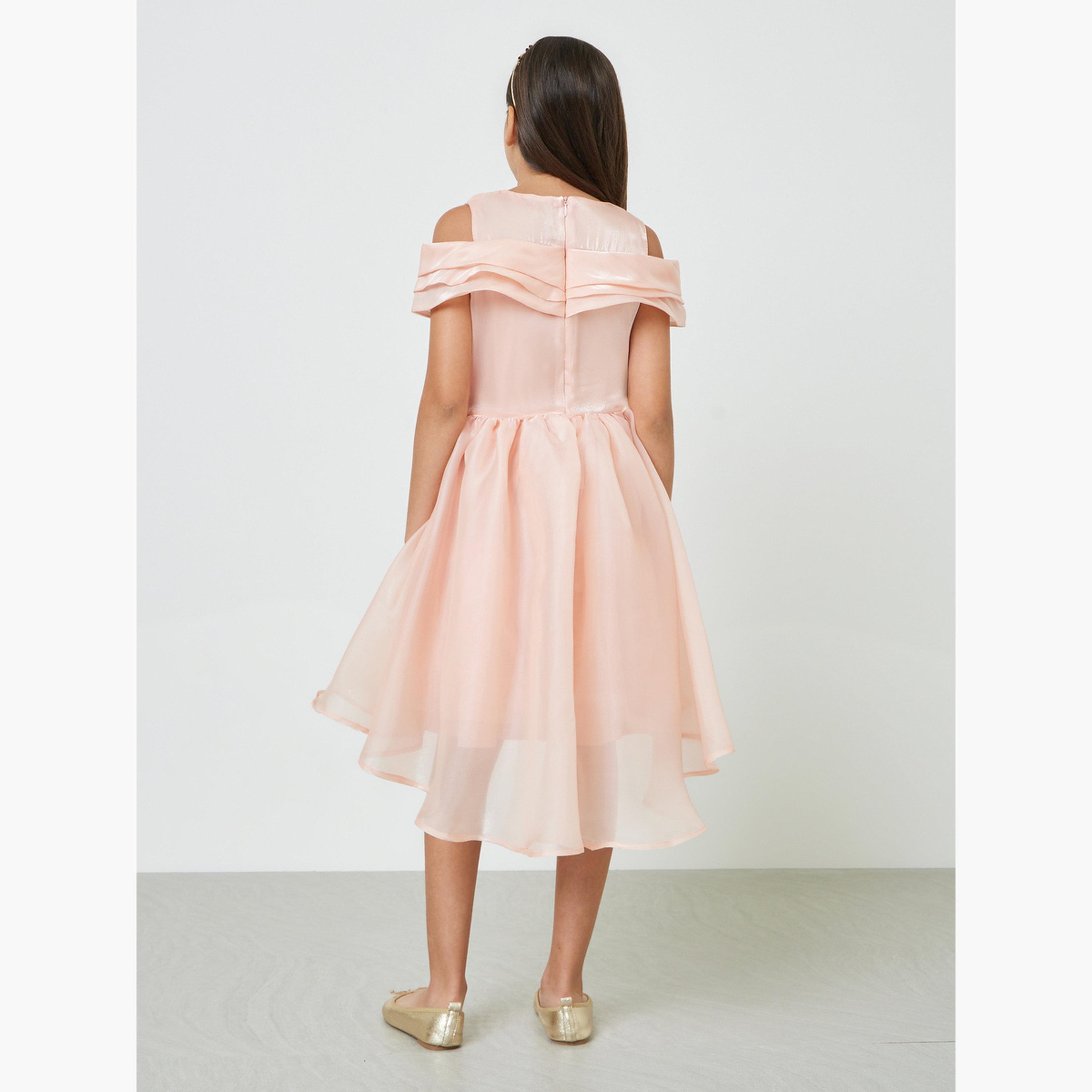 فستان ميدي للبنات بحافة واسعة-girls-clothing-dressesandjumpsuits-image-3