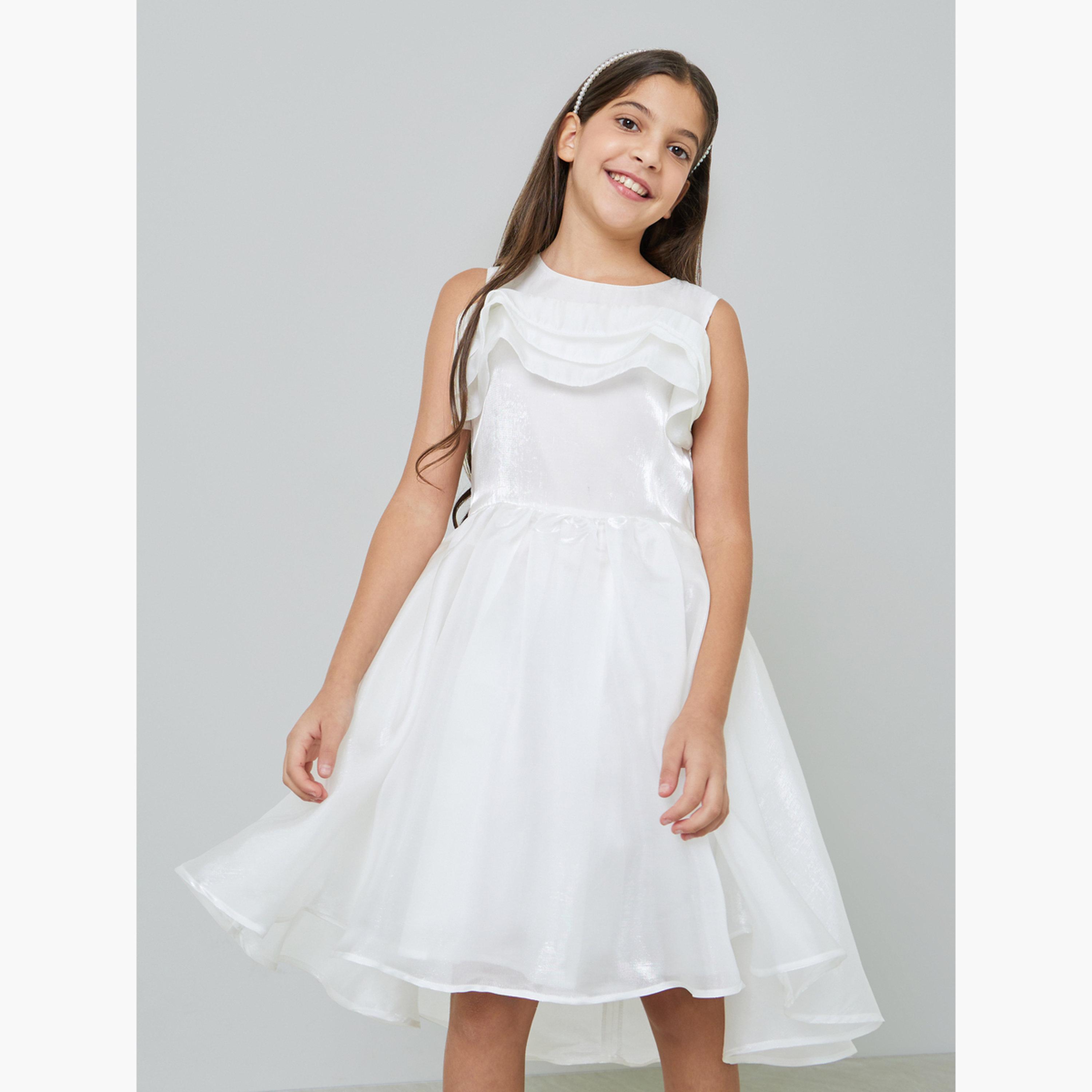 Take Two Girls White A-Line Knee-Length Dress-girls-clothing-dressesandjumpsuits-image-1