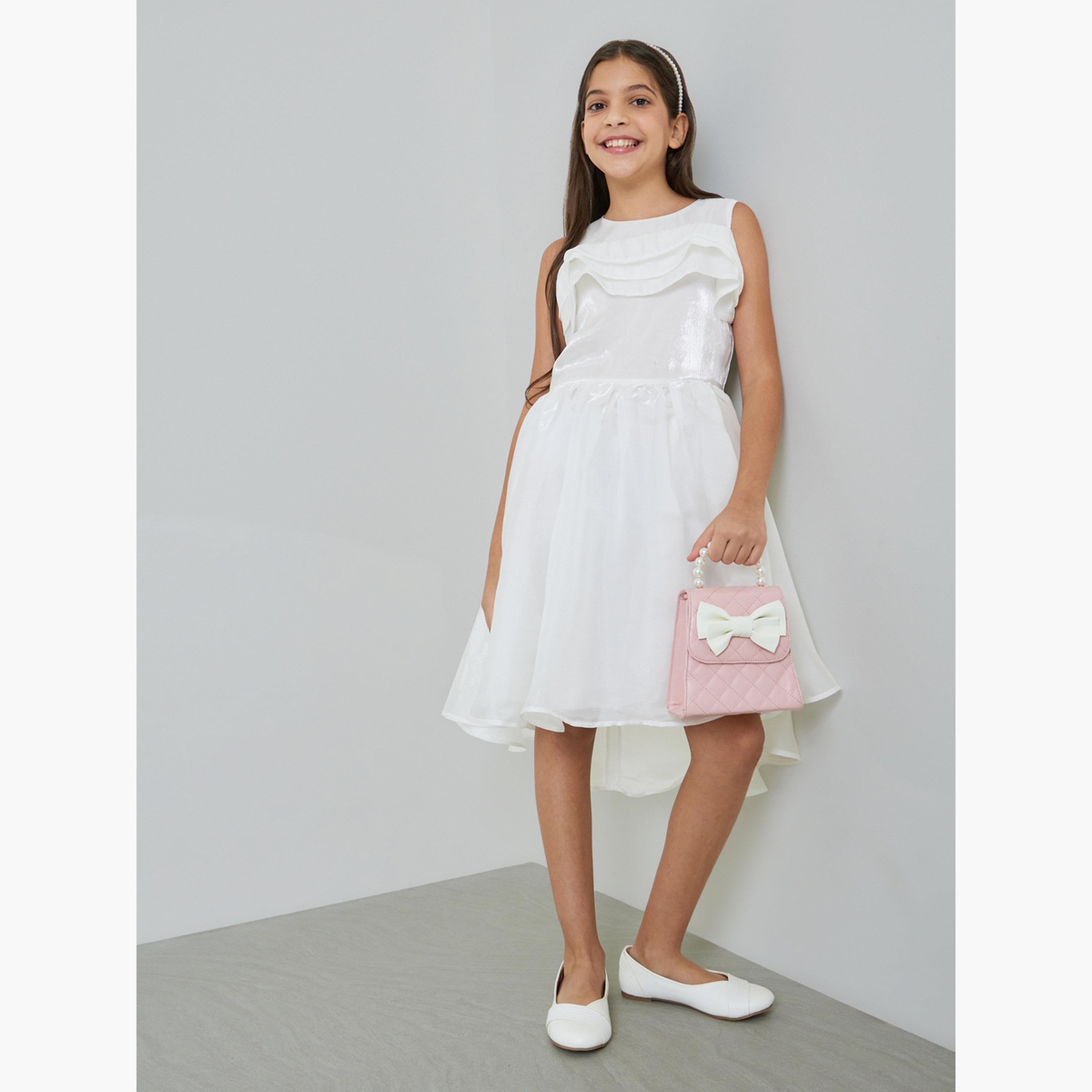 Take Two Girls White A-Line Knee-Length Dress-girls-clothing-dressesandjumpsuits-image-2