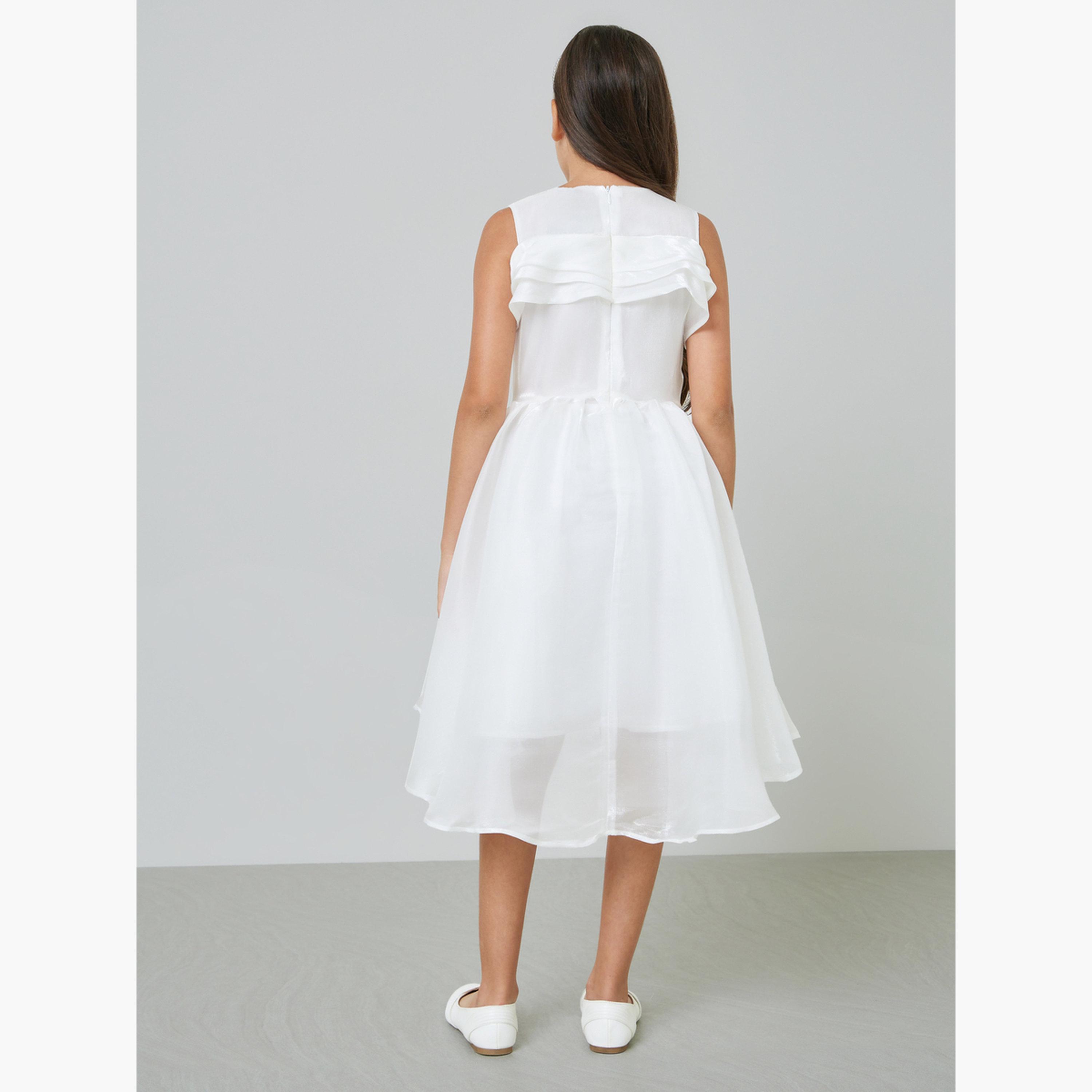 Take Two Girls White A-Line Knee-Length Dress-girls-clothing-dressesandjumpsuits-image-3