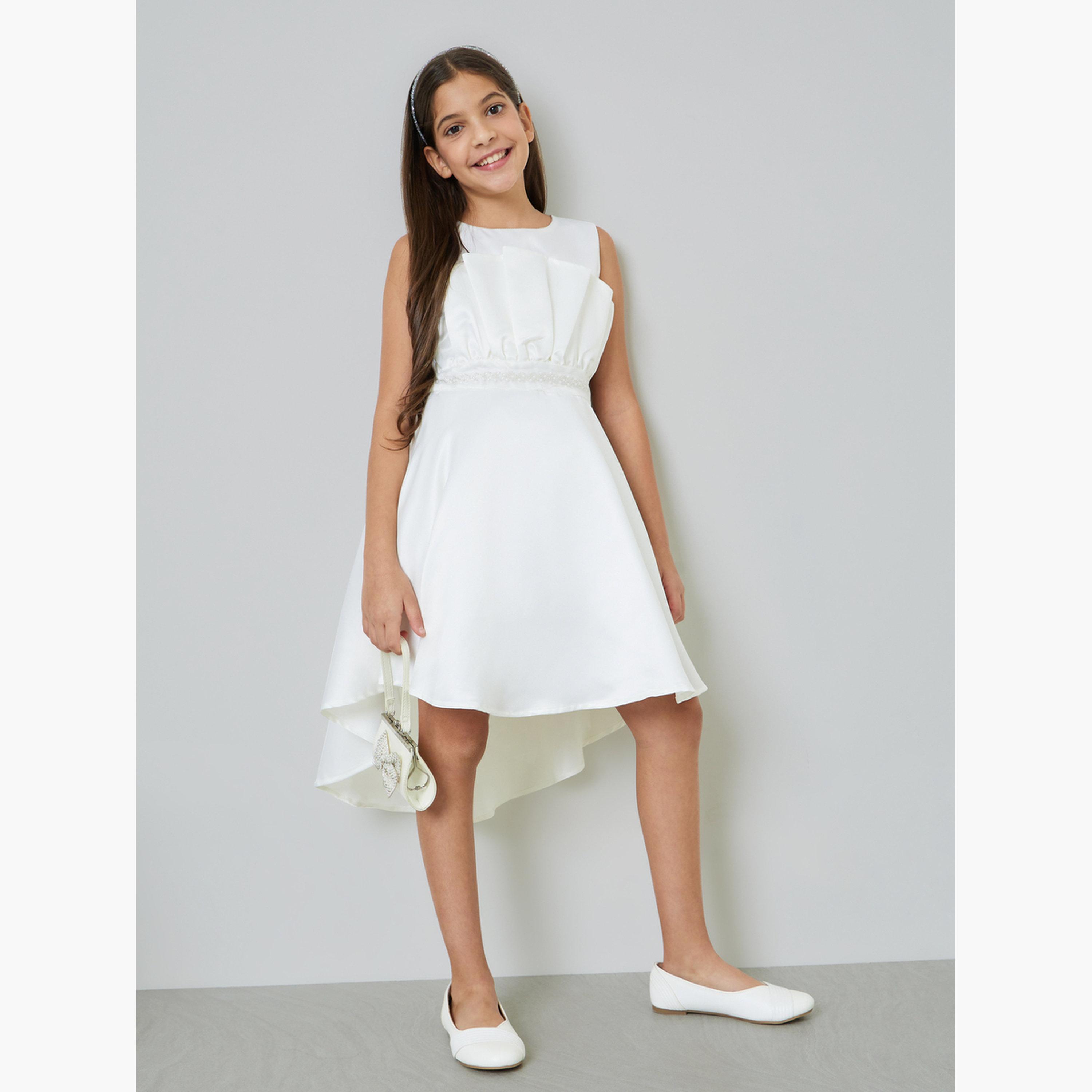 Take Two Girls White A-Line Knee-Length Dress-girls-clothing-dressesandjumpsuits-image-2