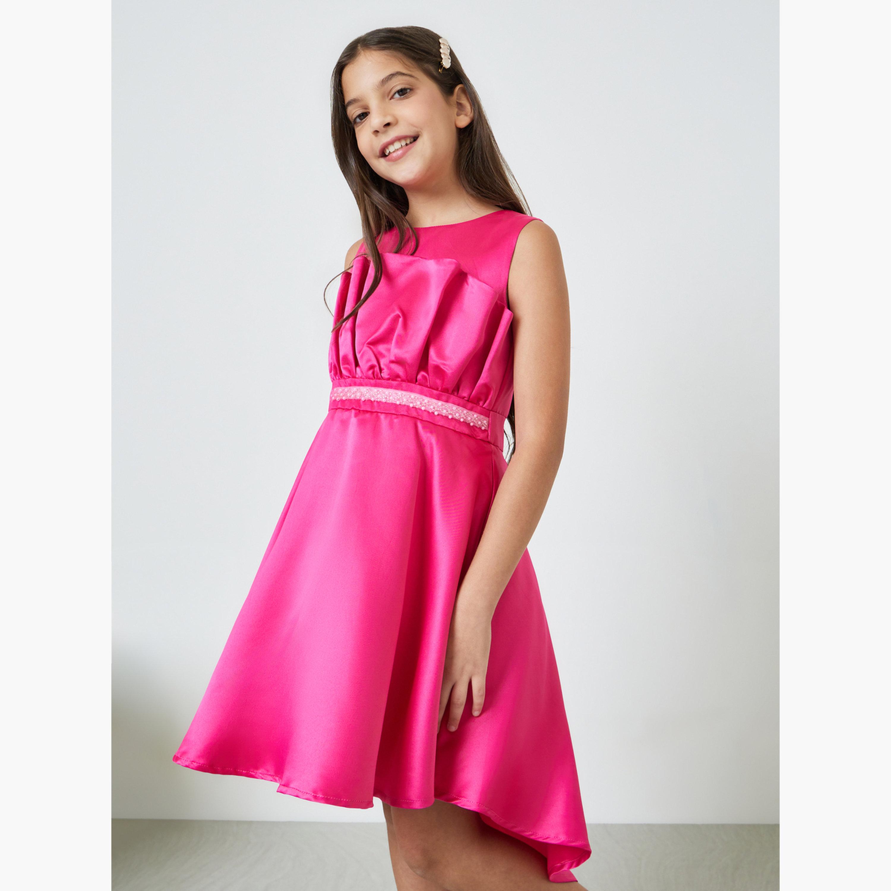 Take Two Girls Pink A-Line Knee-Length Dress-girls-clothing-dressesandjumpsuits-image-1