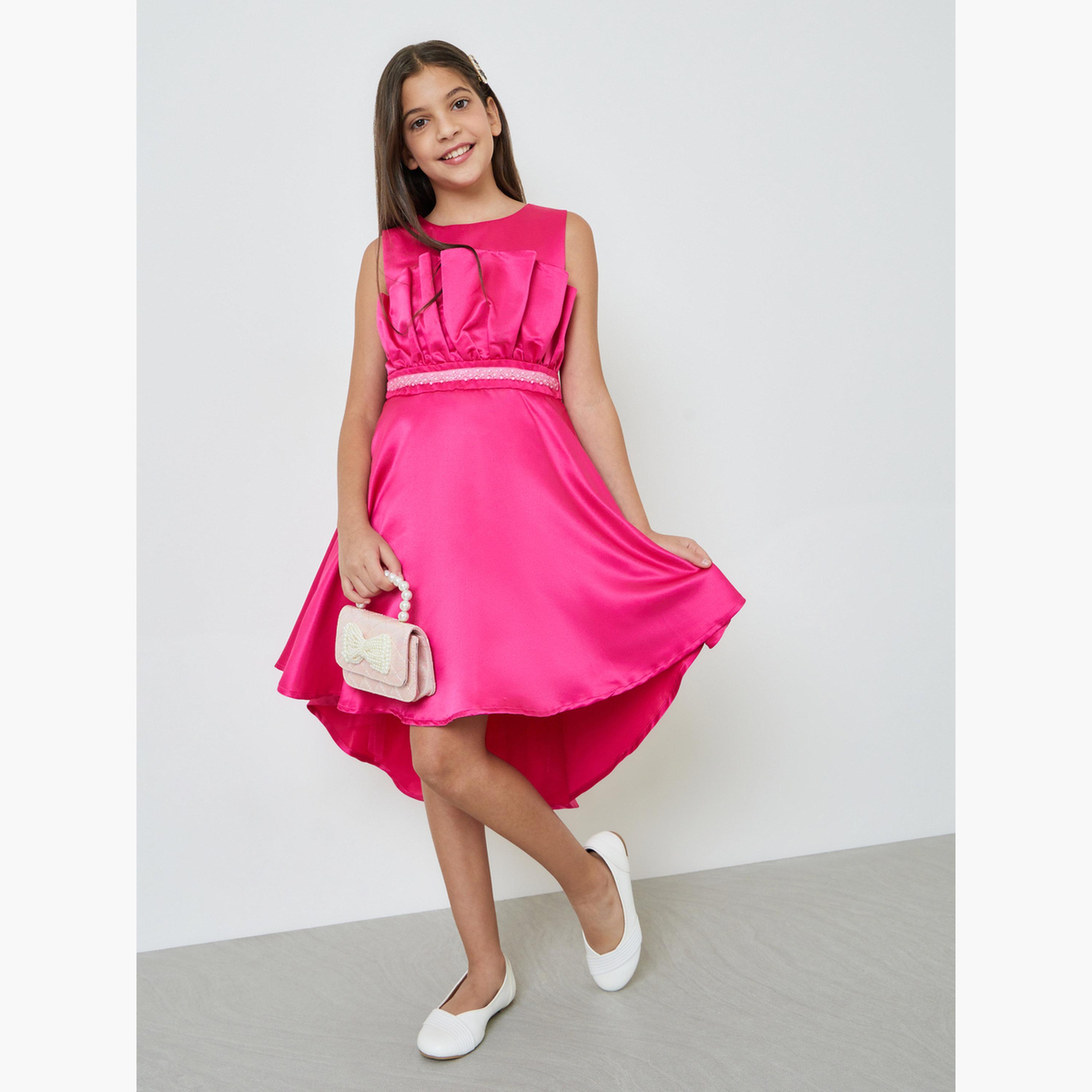 Take Two Girls Pink A-Line Knee-Length Dress-girls-clothing-dressesandjumpsuits-image-2